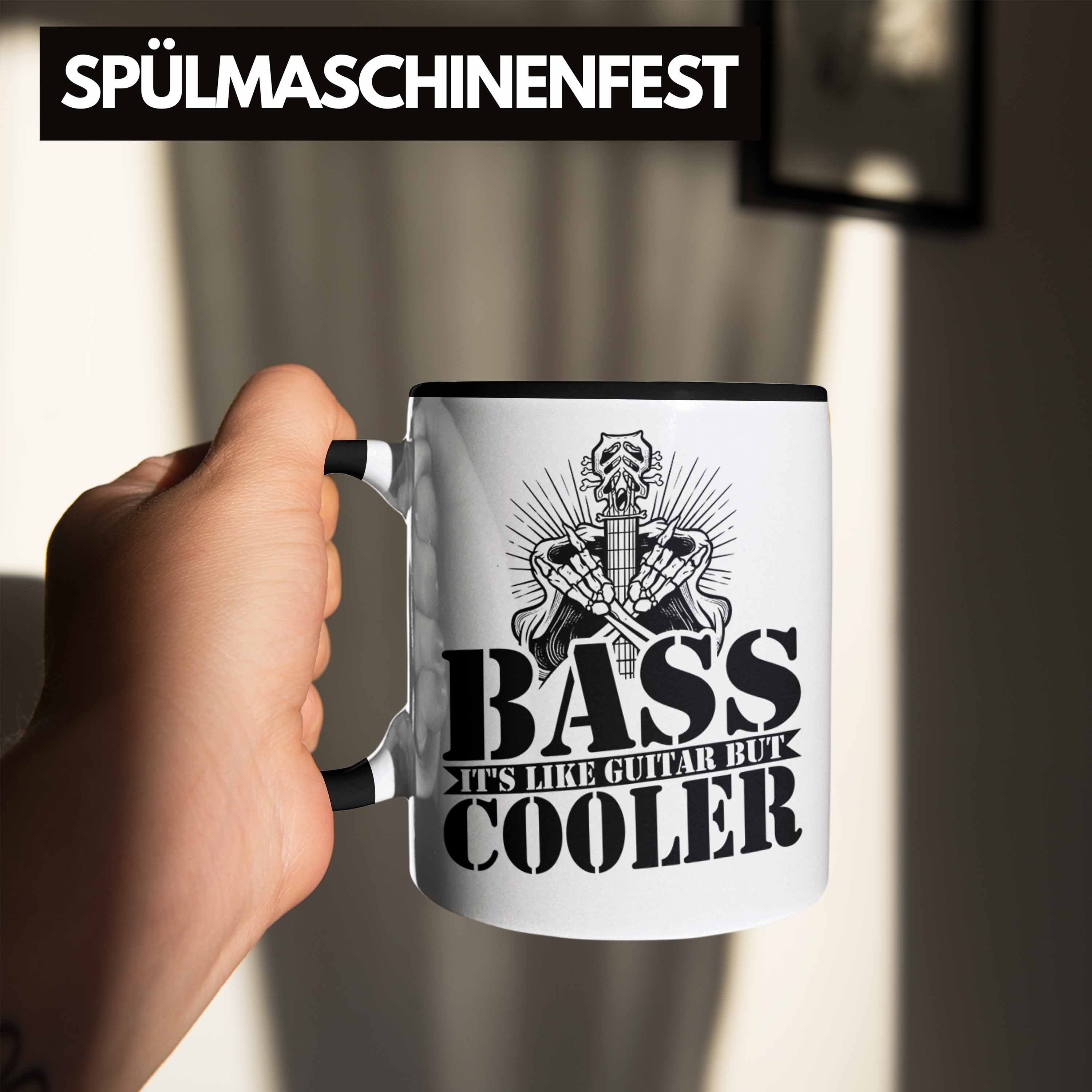 Tasse Bassist Bass-Spieler Geschenk Schwarz Geschenkidee Kaffee-Becher It Bass Tasse Trendation
