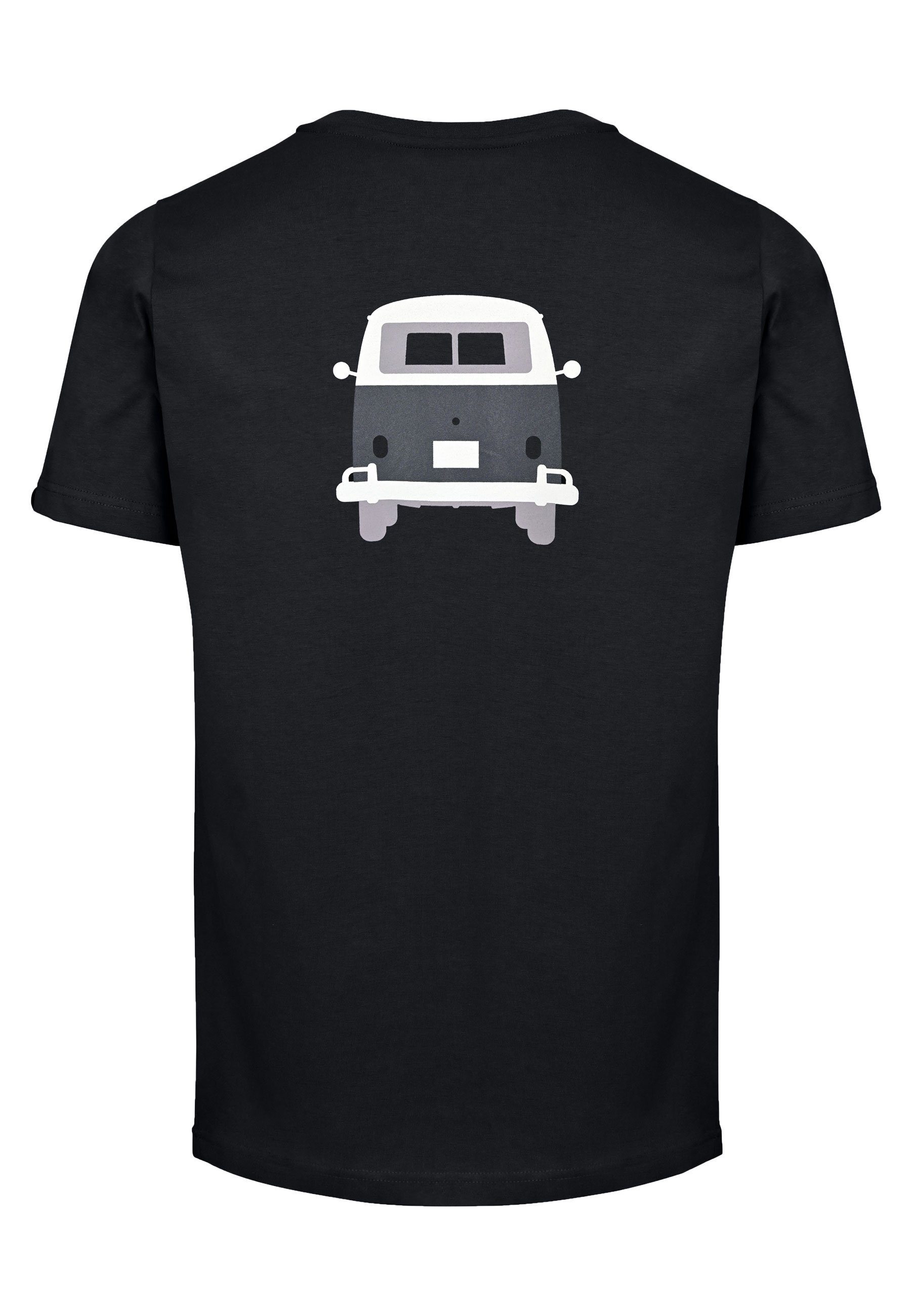 Elkline T-Shirt Print lizenzierter Methusalem VW Brust black Bulli Rücken
