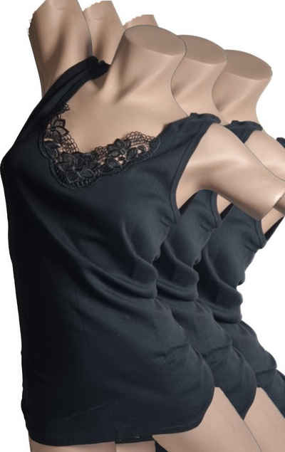 Toker Collection® Achselhemd Damen Unterhemd vollachsel 3er Pack, schwarz (Packung, 3er-Pack) aus reiner Baumwolle