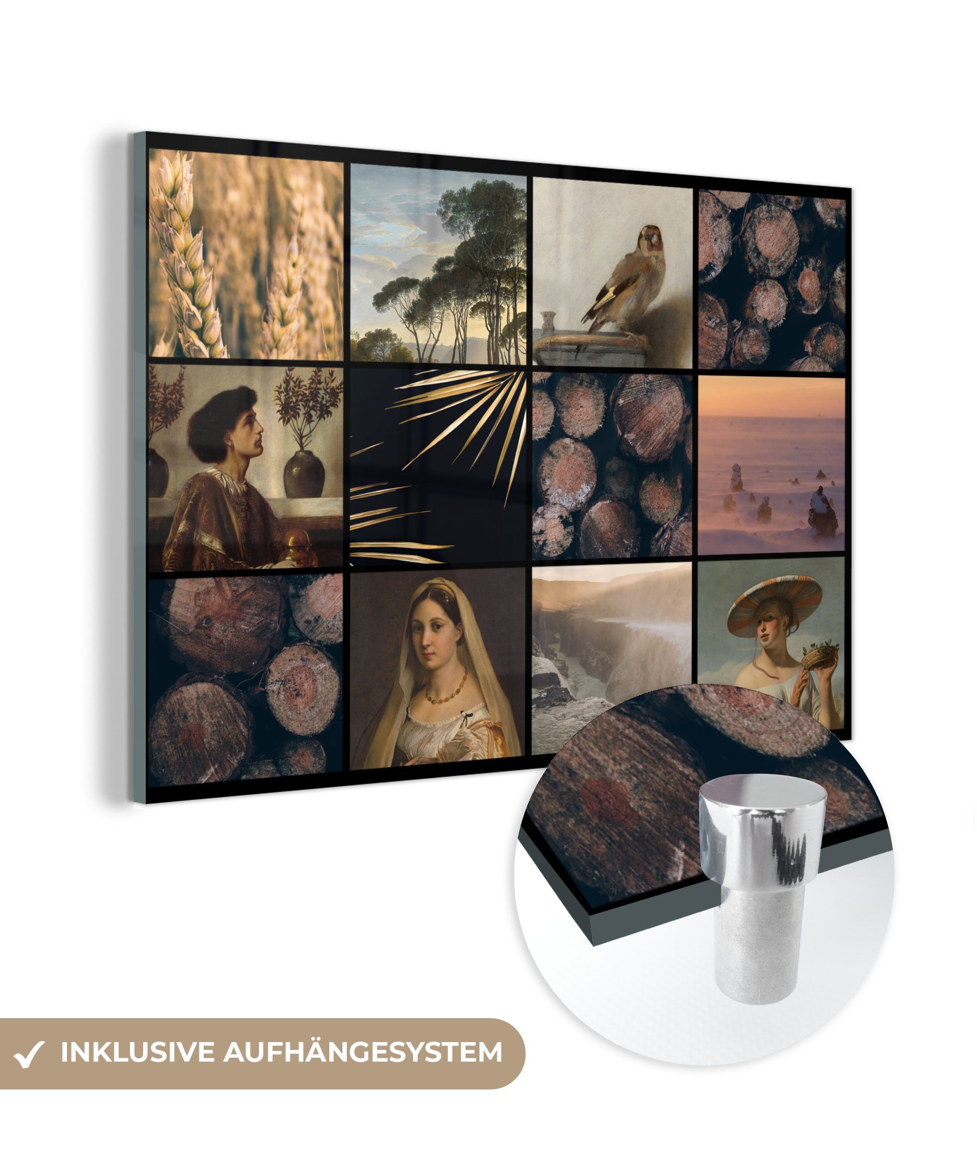 MuchoWow Acrylglasbild Collage - Alte Meister - Farben, (1 St), Acrylglasbilder Wohnzimmer & Schlafzimmer