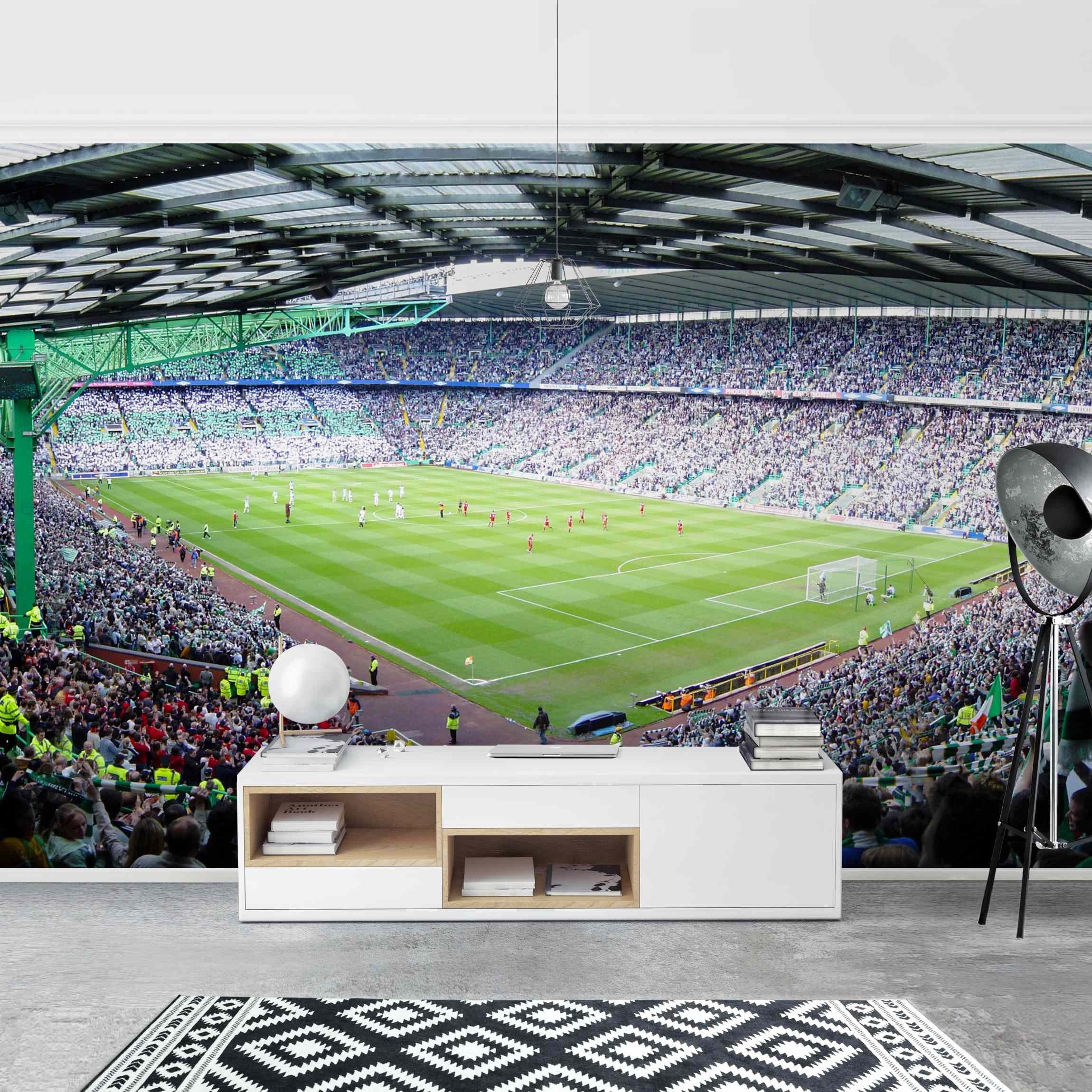 Bilderdepot24 Kindertapete Kinderzimmer Fußballstadion Kinder Wanddeko 3D Optik Arena Soccer, Glatt, Matt, (Vliestapete inkl. Kleister oder selbstklebend), Mädchenzimmer Jungenzimmer Babyzimmer Bildtapete Fototapete Wandtapete