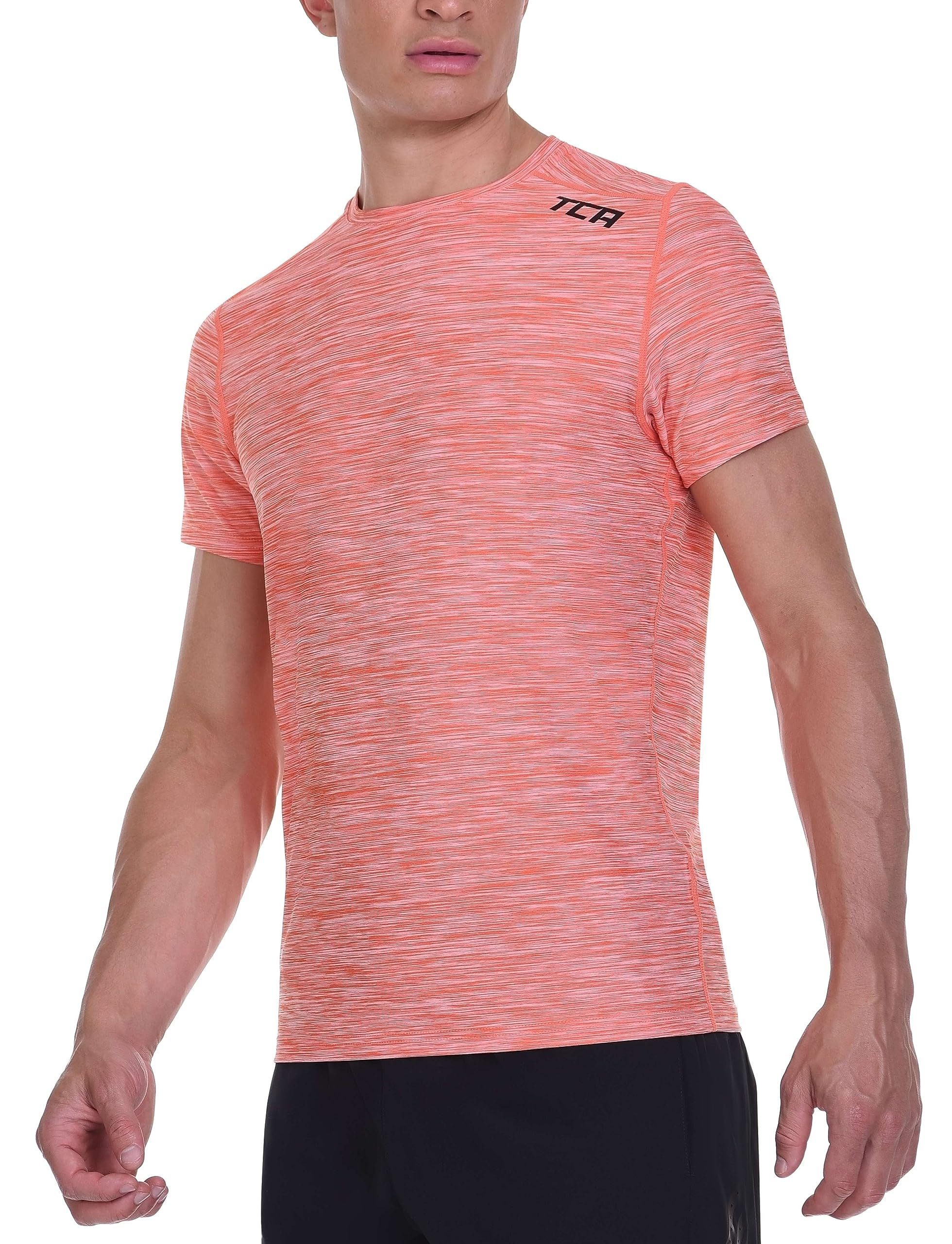 TCA T-Shirt TCA Herren Galaxy Laufshirt - Orange (1-tlg)