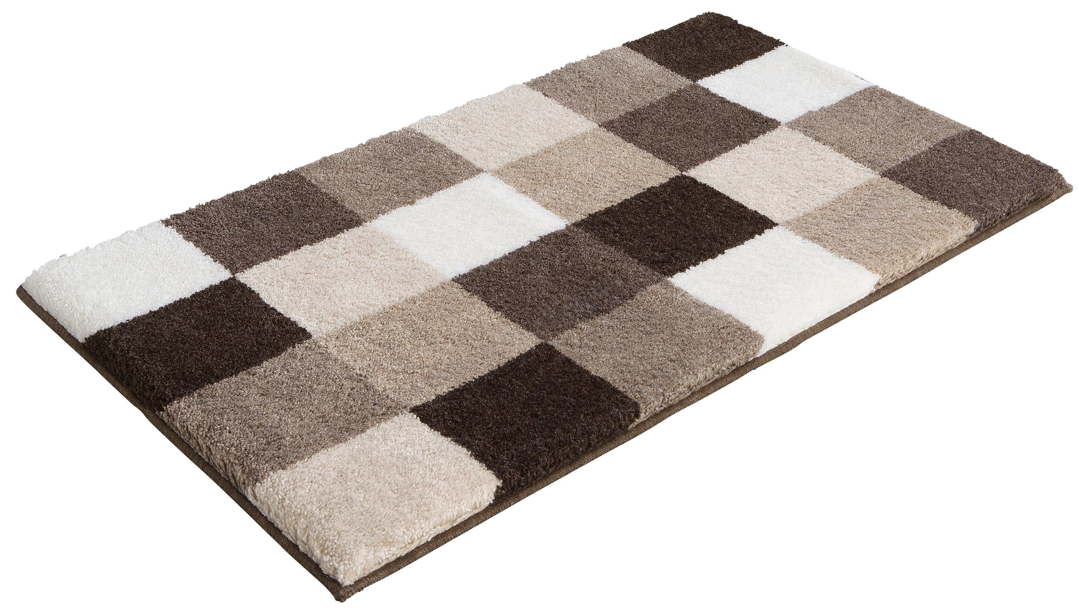 Grund Badematte Mosaik, Badvorleger, Badezimmer Teppich, sehr weich, Höhe 20 mm, rutschhemmend beschichtet, fußbodenheizungsgeeignet, Kunstfaser, rechteckig, angenehm weich, auch als 3 teiliges Set erhältlich, Made in Europe