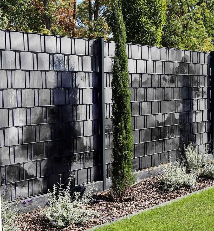 Thumbnail - MyMaxxi Sichtschutzstreifen Sichtschutzstreifen Dämmerung schwarz weiß Sichtschutz Garten Zaun