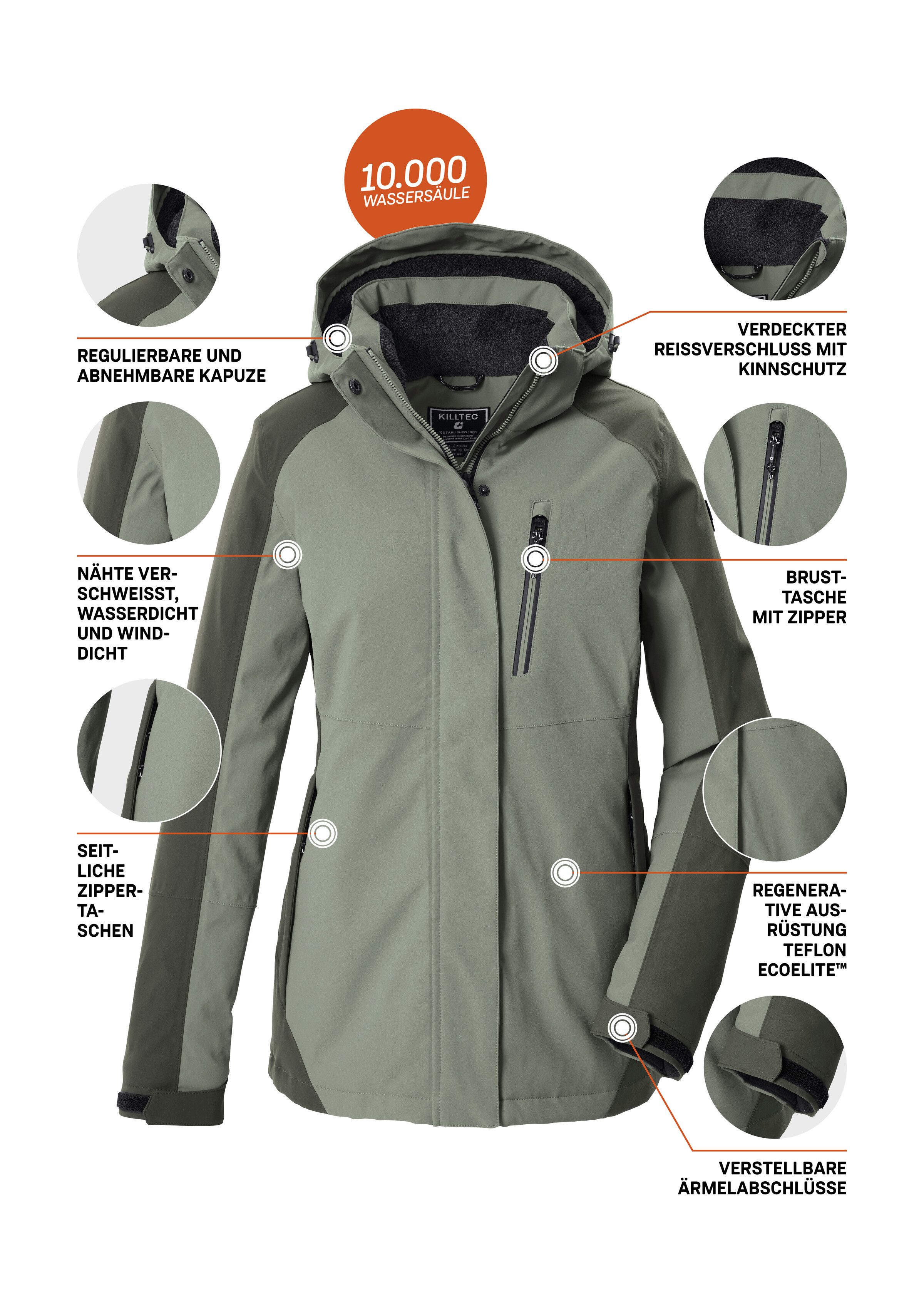 Killtec Funktionsjacke KOW 59 WMN JCKT Wind- und wasserdichte Damenjacke, atmungsaktiv, abnehmbare Kapuze – Bild 5 von 5
