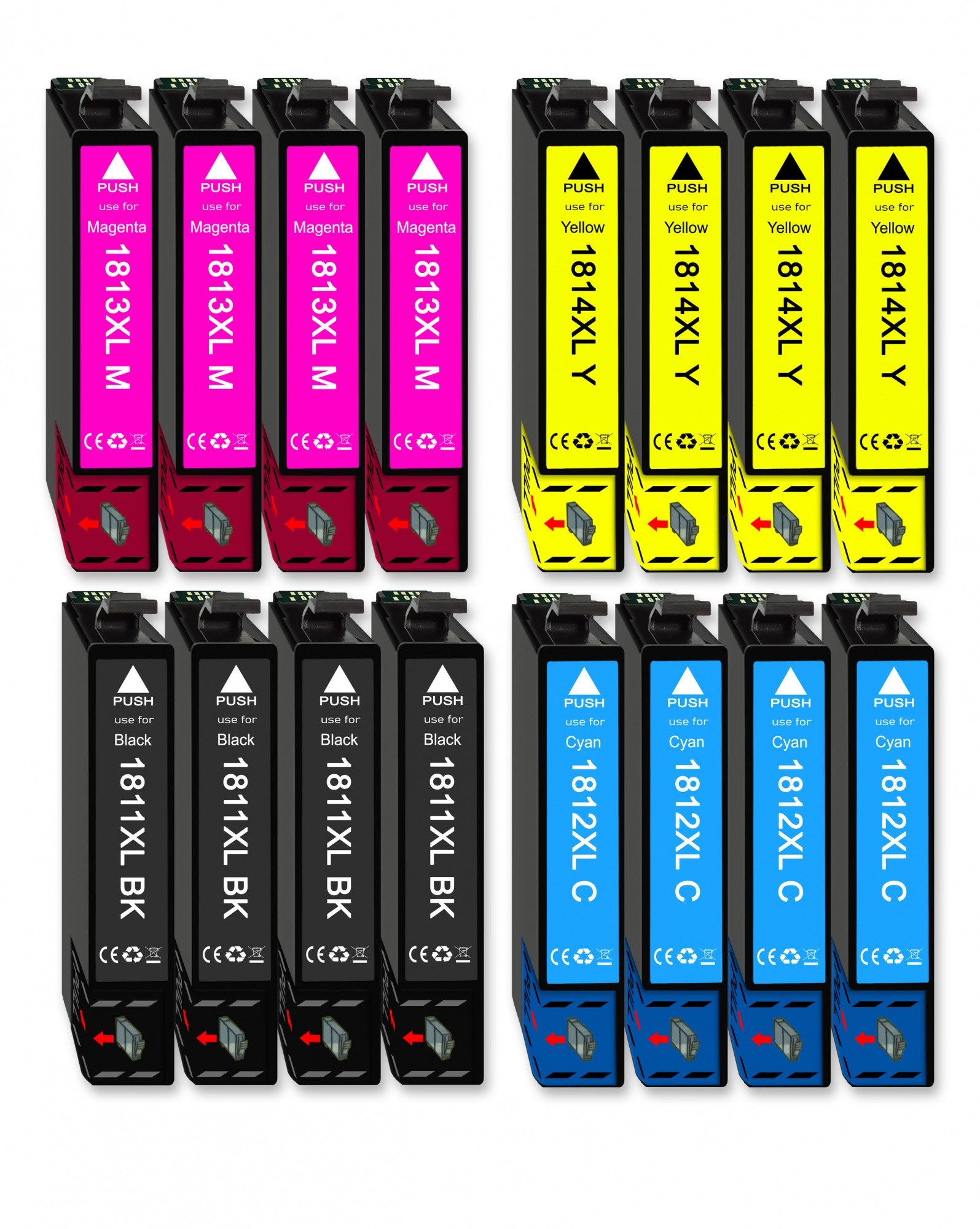 Druckerparadies 16er Pack Druckerpatronen 18 18XL kompatibel mit Epson XP-405 Tintenpatrone (16-tlg)