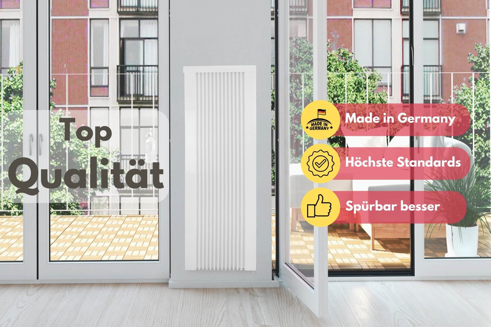 eVARMO Elektro-Heizkörper Flächenspeicherheizung areo smart up, Digitales Thermostat mit LCD-Display und 4 Knöpfen