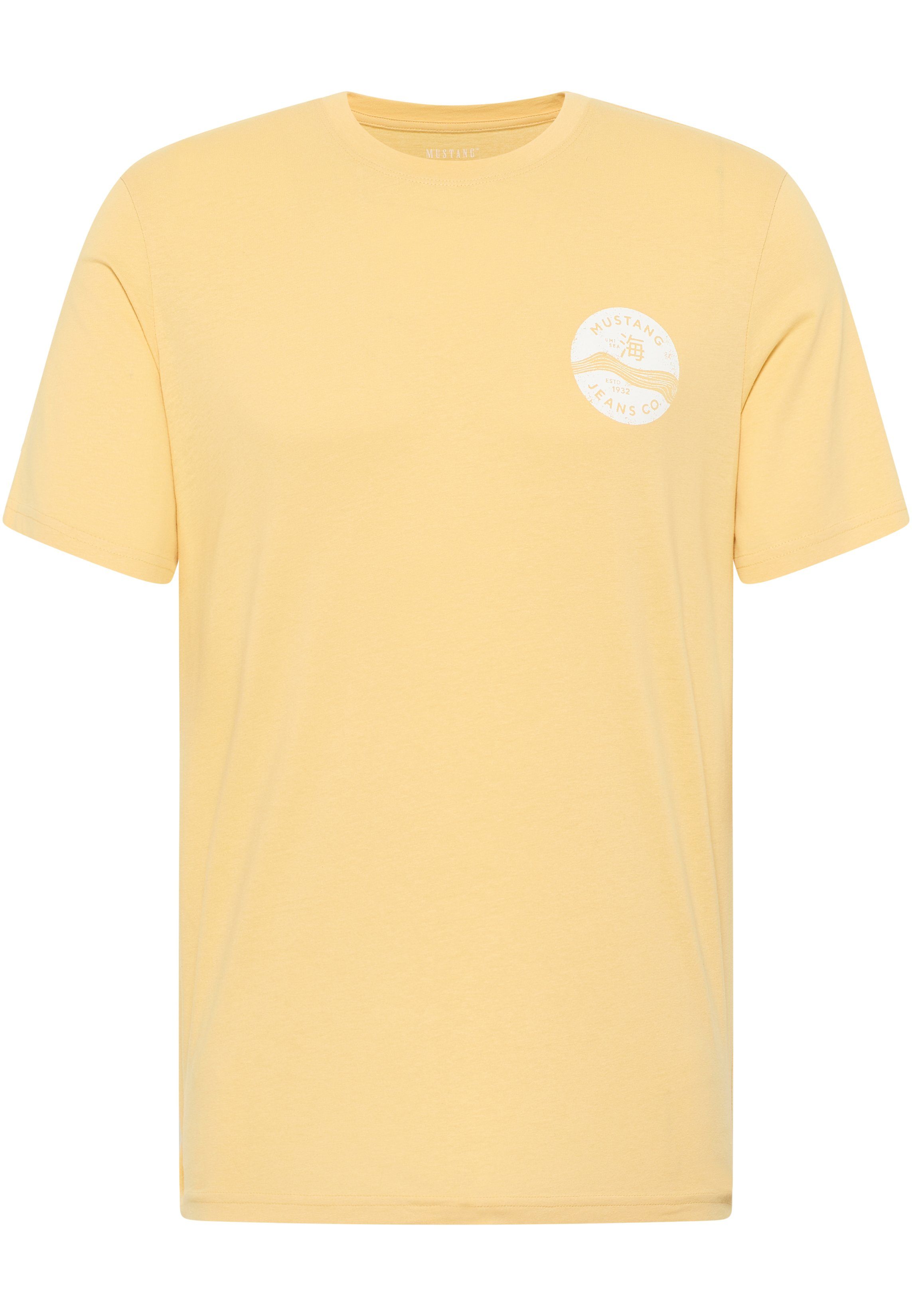 MUSTANG Kurzarmshirt Mustang Print-Shirt gelb