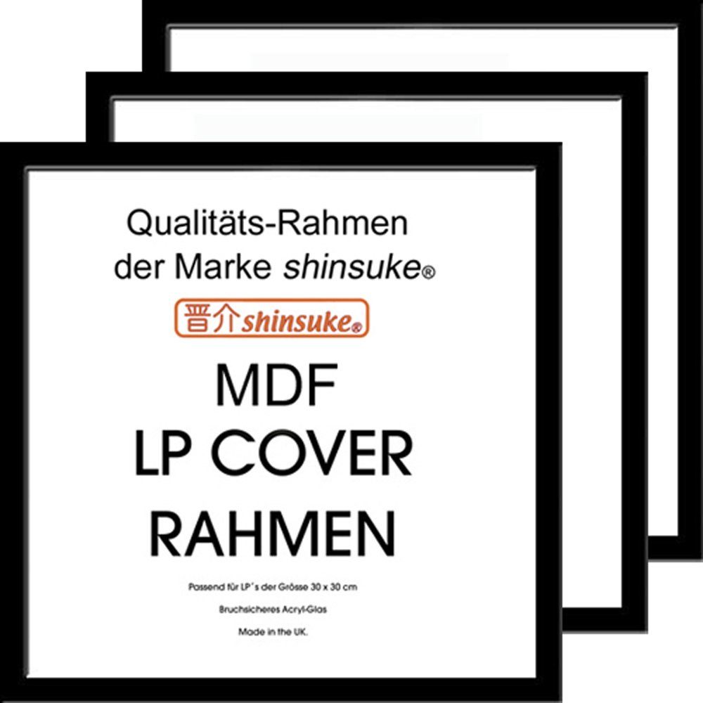 Bilderrahmen LP Plattencover Rahmen - Wechselrahmen - 3er-Set MDF innen 31,5x31,5