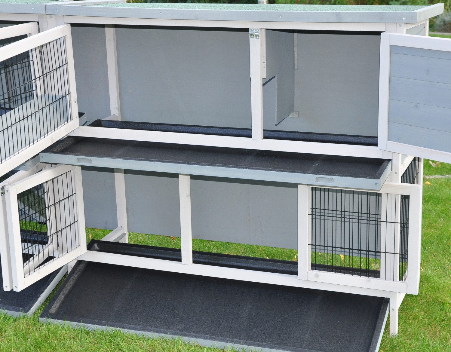 nanook Kleintierkäfig Doppel Kleintierstall Bommel Deluxe grau