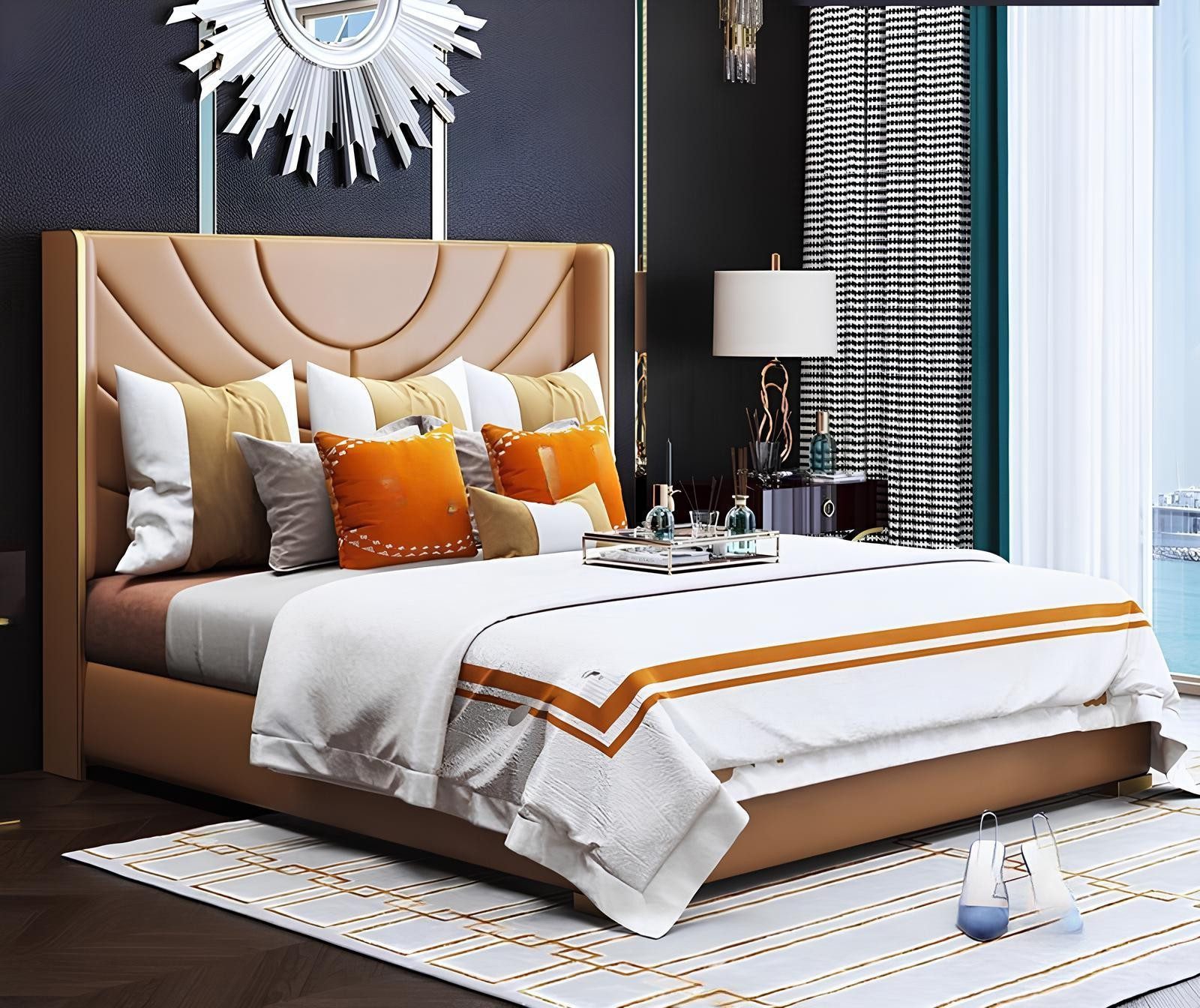 Xlmoebel Polsterbett Luxuriöses Polsterbett mit Lederbezug und modernem Design (Bett), Hergestellt in Europa