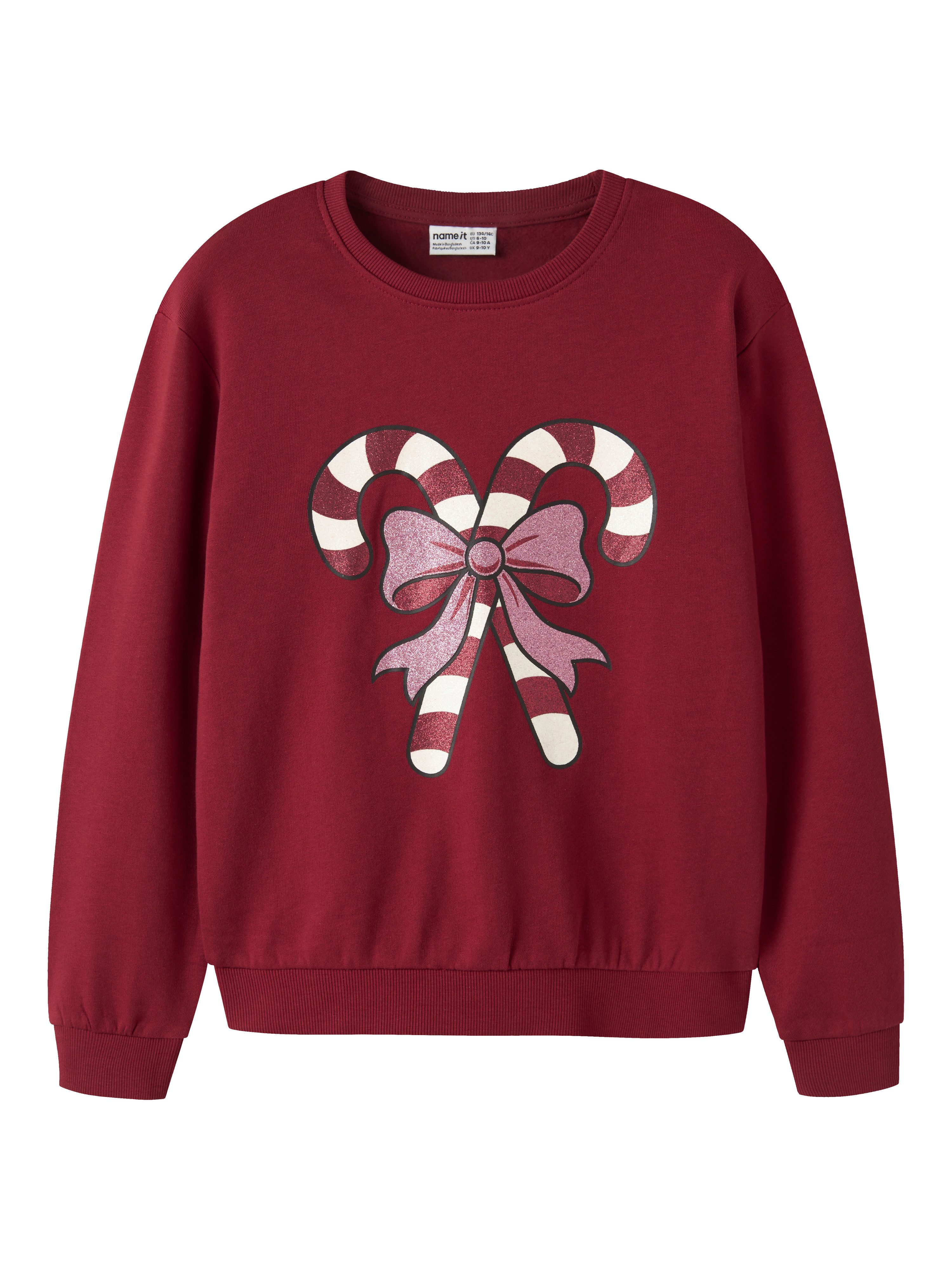 Name It Weihnachtssweatshirt NKFVERTRUD LS NREG SWEAT BRU Weihnachten, Baumwolle, regular fit