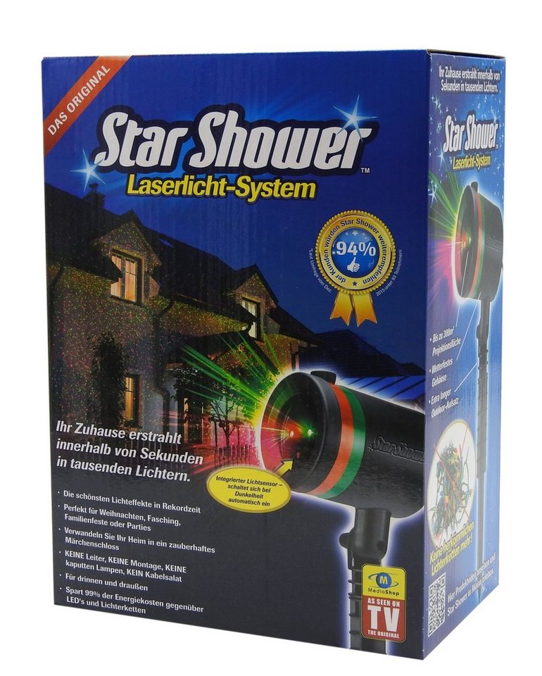 MediaShop LED Gartenleuchte Star Shower, LED fest integriert, Basic Laser  Projektor Licht Beleuchtung Garten Sterne Weihnachten