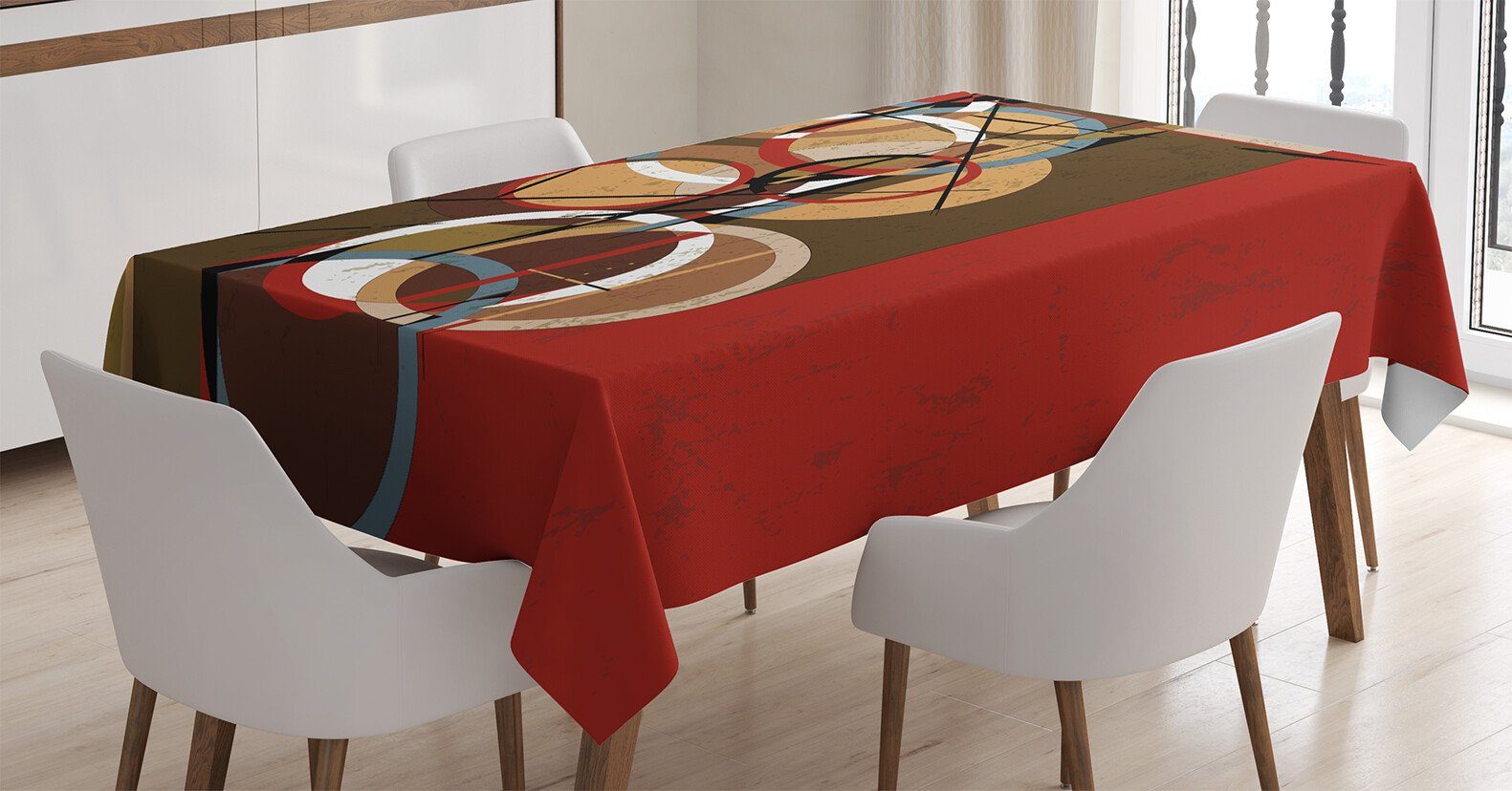 Retro Tischdecke rot Klare geeignet Farben, Bereich Farbfest Kunst Für Schmutz-surreale Abakuhaus Außen Waschbar den
