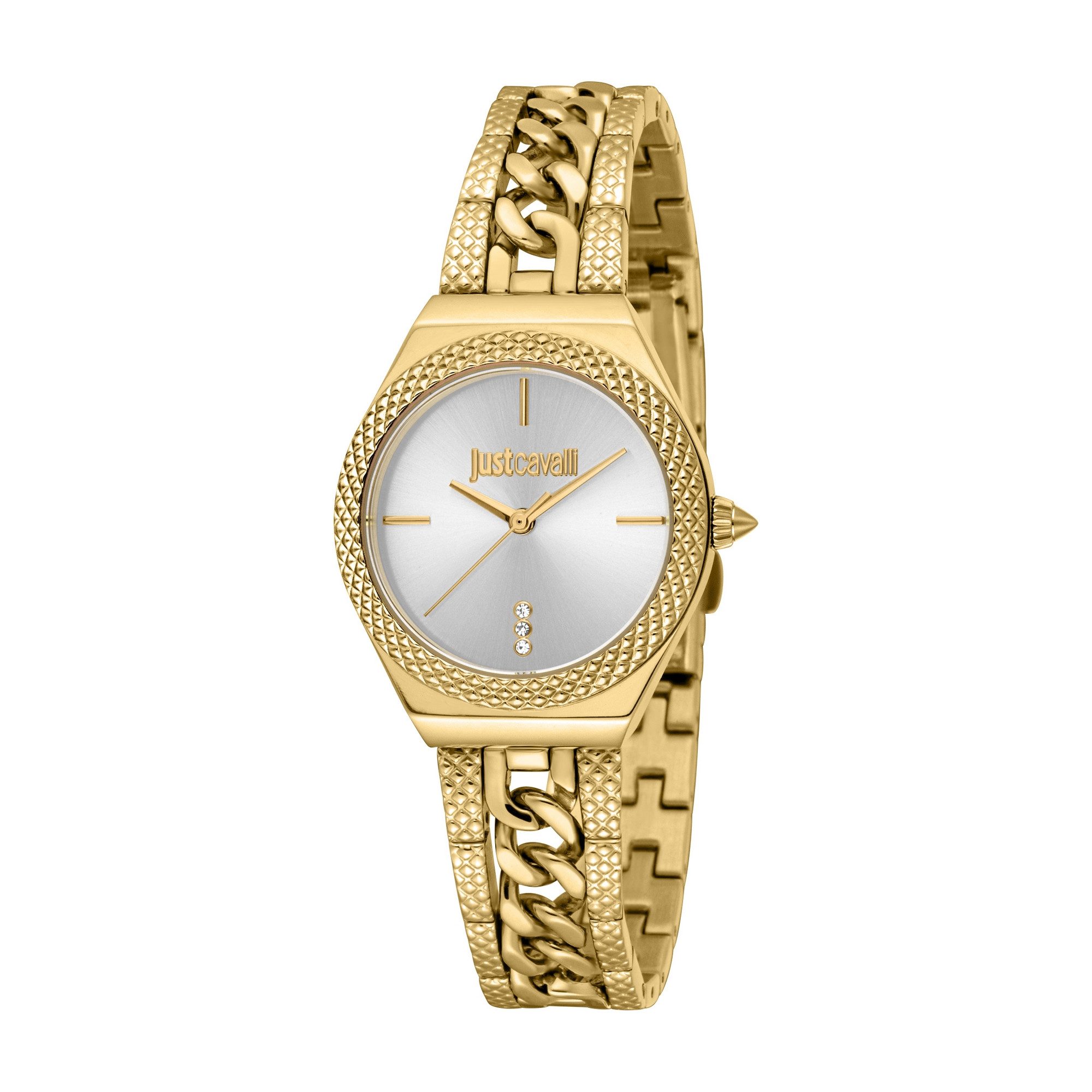 Just Cavalli Time Quarzuhr Core JC1L438M0035, Armbanduhr, Edelstahlarmband, analog, Kristallsteine