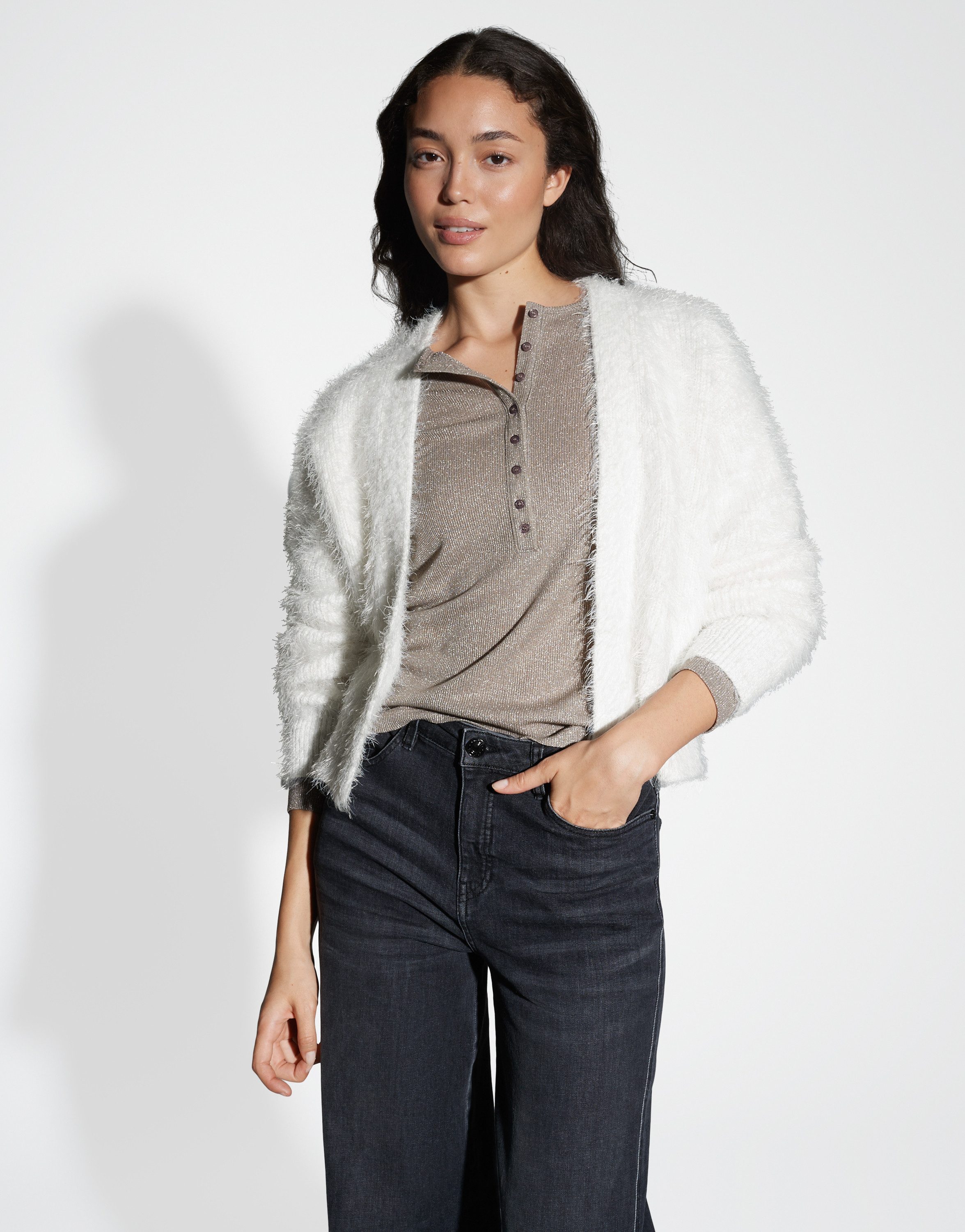 OPUS Cardigan DEDER Regular aus haarigem Effektgarn