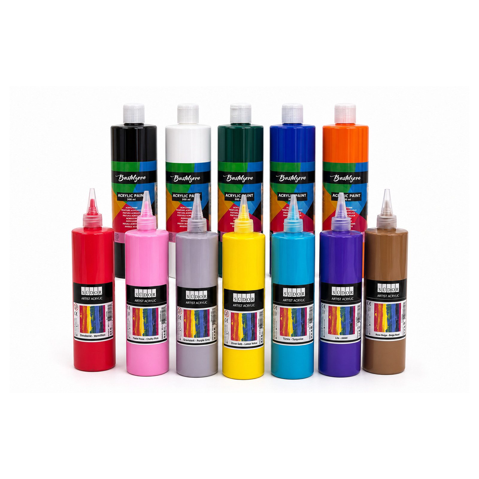 Greenpoint Acrylfarbe Acrylfarben-Set 12/24 x500 ml – Hoch deckend, matt, für Pouring & mehr