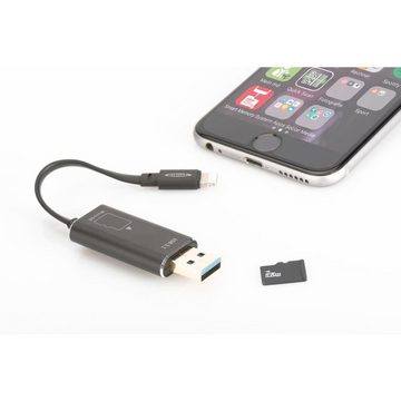 Ednet Speicherkartenleser 31521 Smart Memory mit App Speichererweiterung MicroSD bis 256GB, schwarz