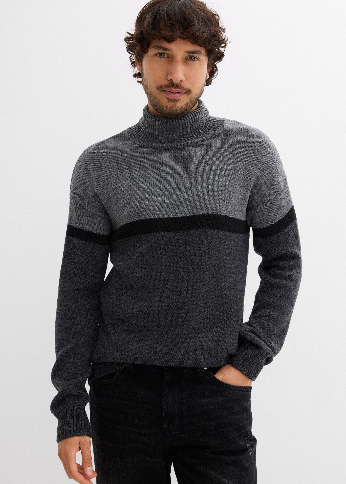 bonprix Rollkragenpullover Rollkragenpullover im Colourblocking-Design günstig online kaufen