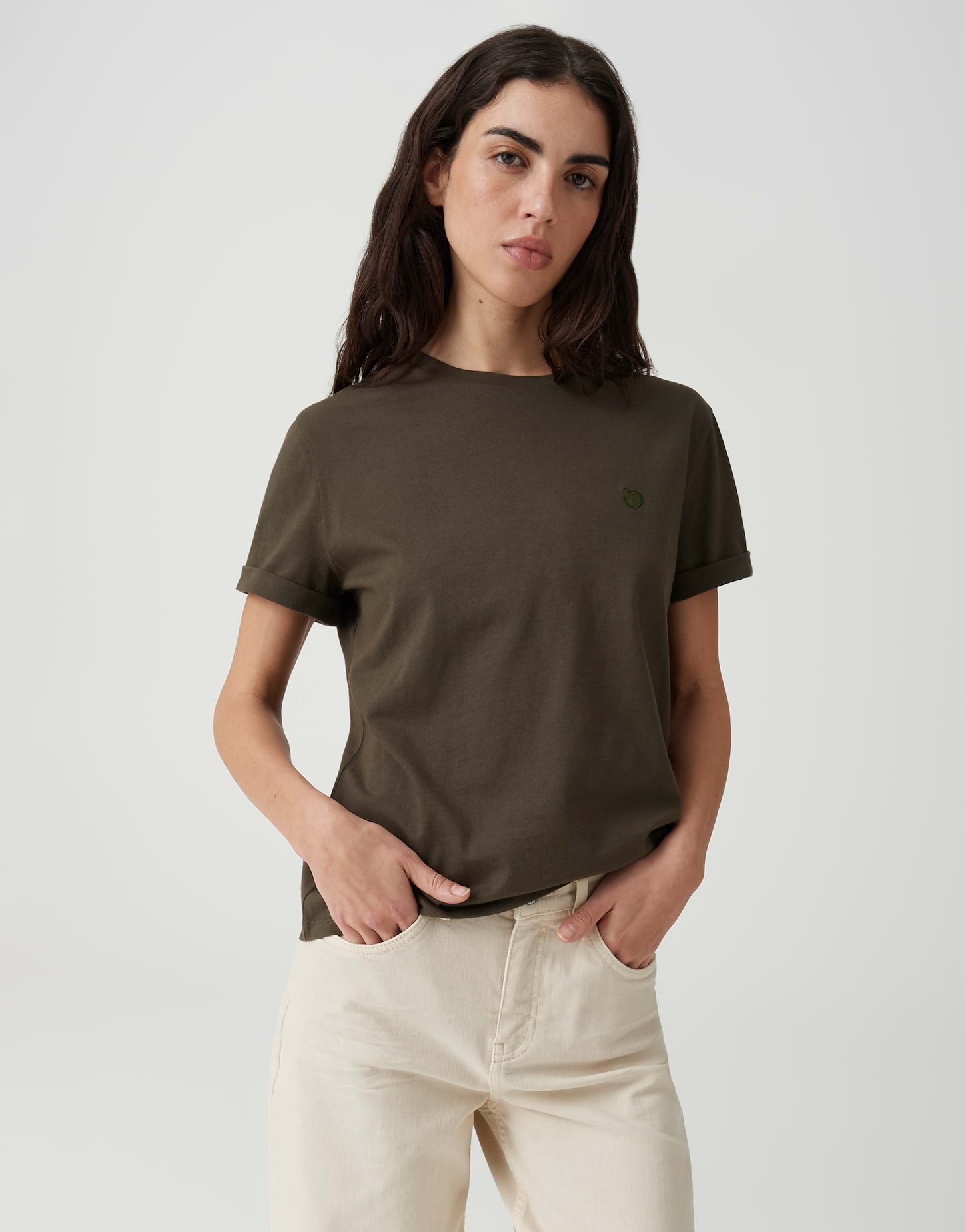 OPUS T-Shirt Serz Regular aus Organic Cotton lockerer Schnitt, mit Herzstickerei