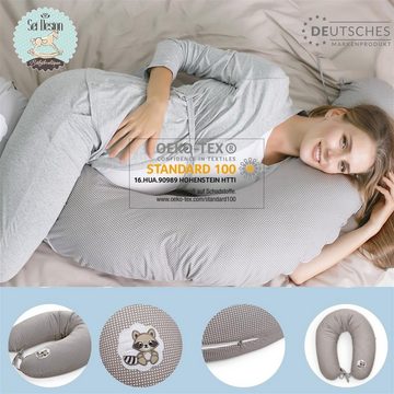 SEI Design Stillkissen Seitenschläferkissen Babynestchen mit EPS Mikroperlen, Schwangerschaftskissen mit Bezug, Bezug 100% Baumwolle