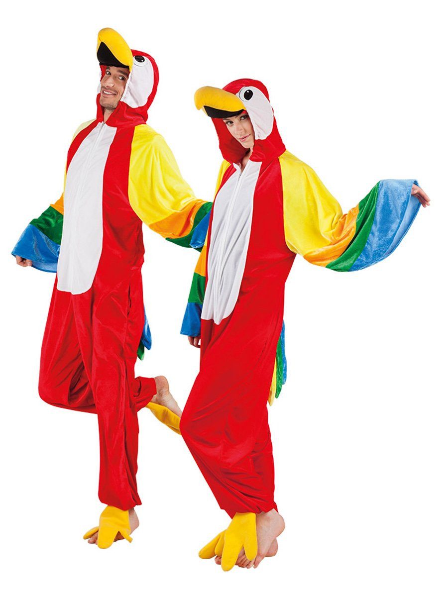 Boland Kostüm Papagei - lustiges Gruppenkostüm Fasching Karneval, Bequemer Overall für schräge Vögel