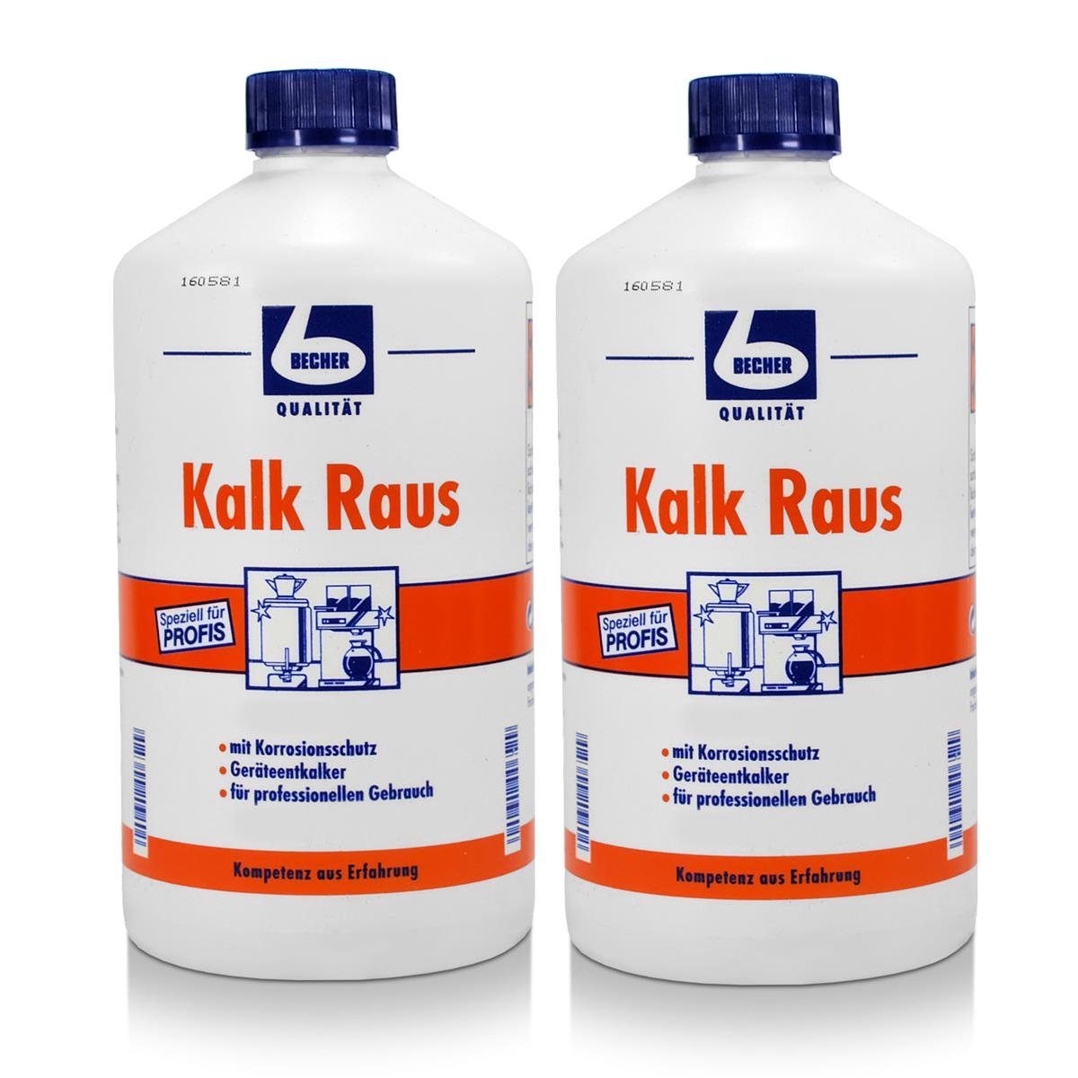1 2x Becher Kalk Liter Dr. Geräteentkalker Becher Dr. Raus Spezialwaschmittel