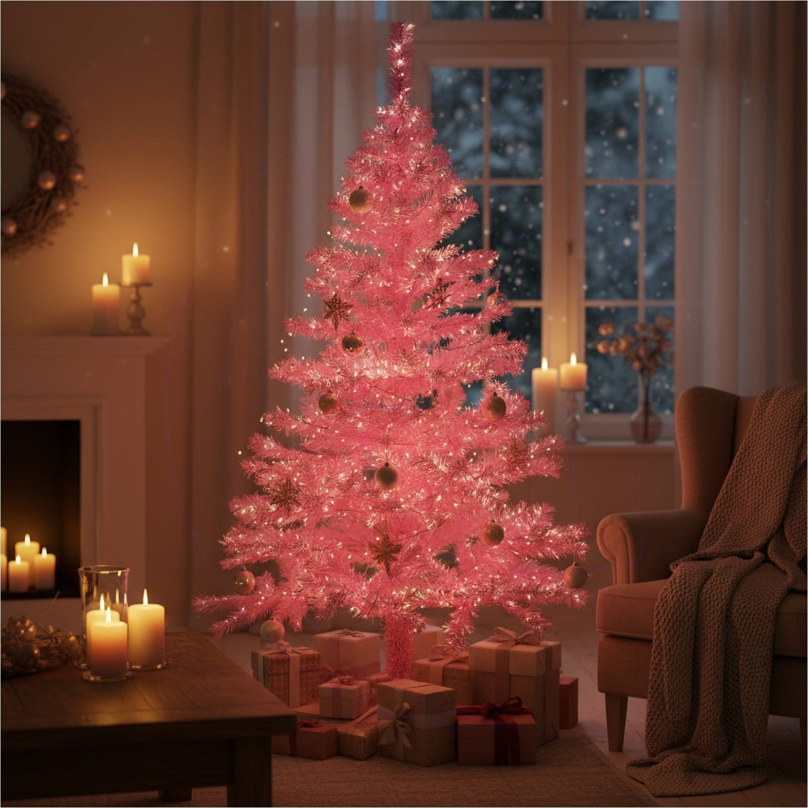 Gravidus Künstlicher Weihnachtsbaum Pinker Weihnachtsbaum 150 cm künstlich mit Metallständer 440 Zweigen