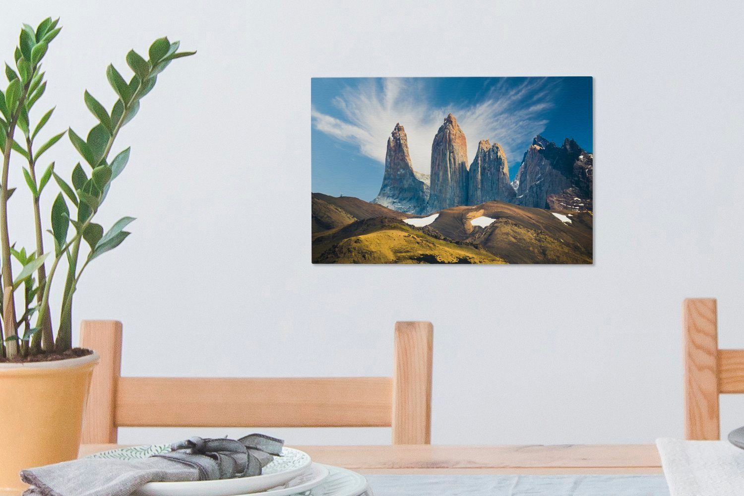 OneMillionCanvasses® St), in 30x20 Chile, Aufhängefertig, (1 Leinwandbild del Der Wandbild cm Paine-Nationalpark Leinwandbilder, Torres Wanddeko,