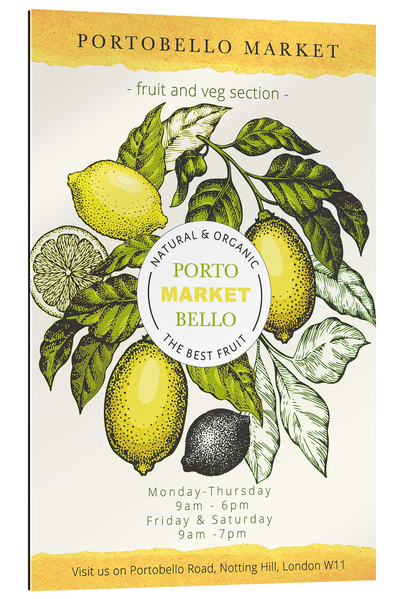 Posterlounge XXL-Wandbild Exhibition Posters, Portobello Market London - Organic Lemons, Wohnzimmer