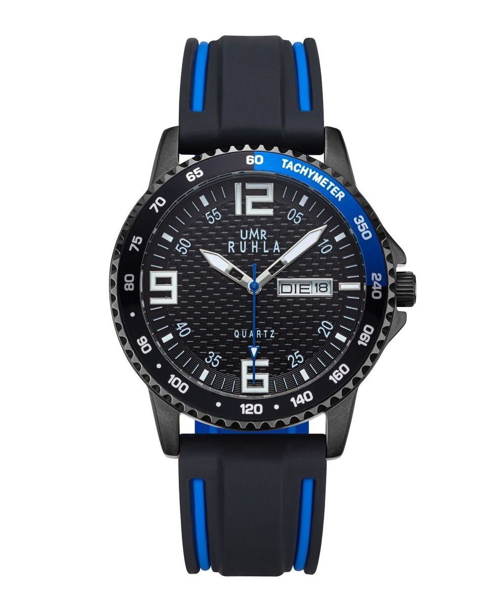UMR Ruhla Quarzuhr Sport Herrenuhr, Silikonband, Schwarz-Blau, Ø 40 mm, 390 günstig online kaufen