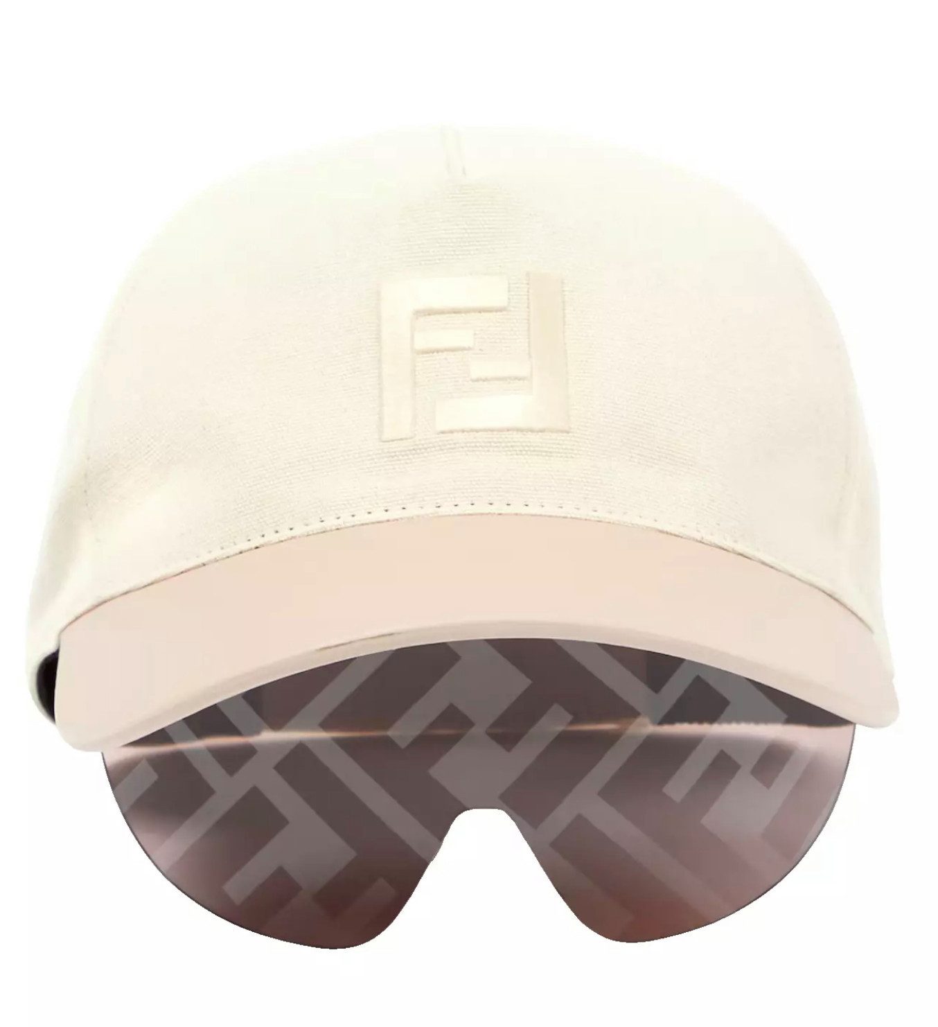 FENDI Visor EyeCap Sonnenbrille mit D-Frame und Lederverzierter Baseball-Cap Velcro®-Verschluss,integrierten, faltbaren Visier