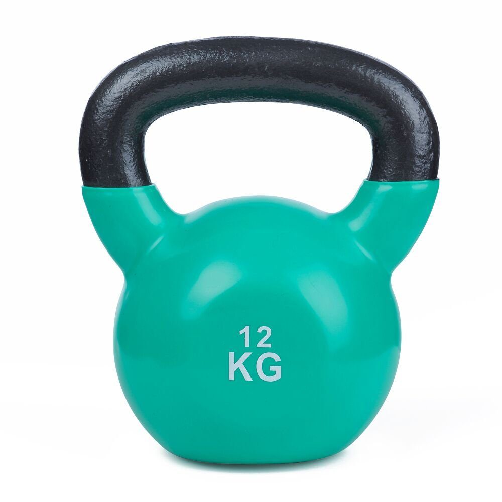 Sport-Thieme Kettlebell Kettlebell Vinyl, Trainiert Ausdauer, Koordination und Beweglichkeit 12 kg, Grün