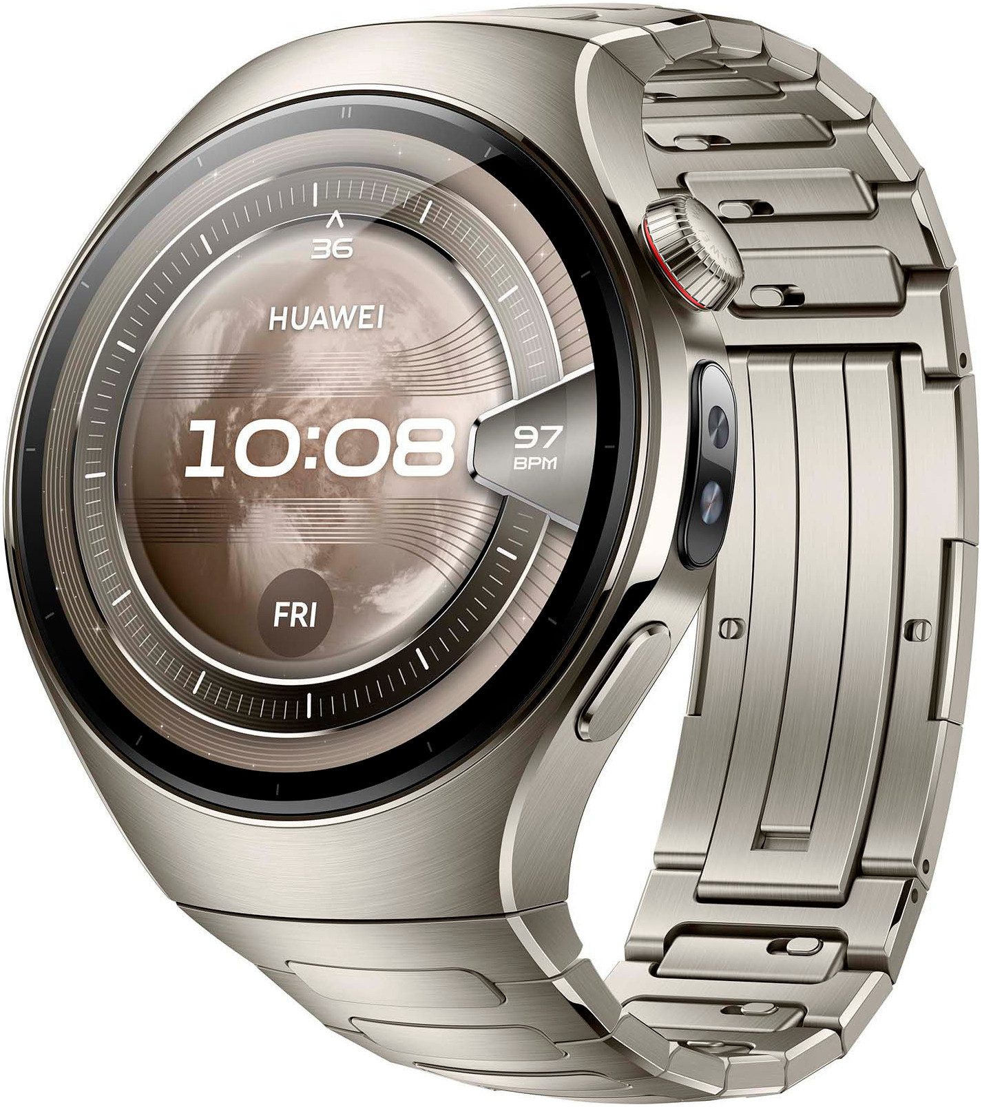 Huawei WATCH 5 46mm Smartwatch (3,8 cm/1,5 Zoll), X-TAP, Health Glance, Titanium, Kompatibel mit iOS & Android