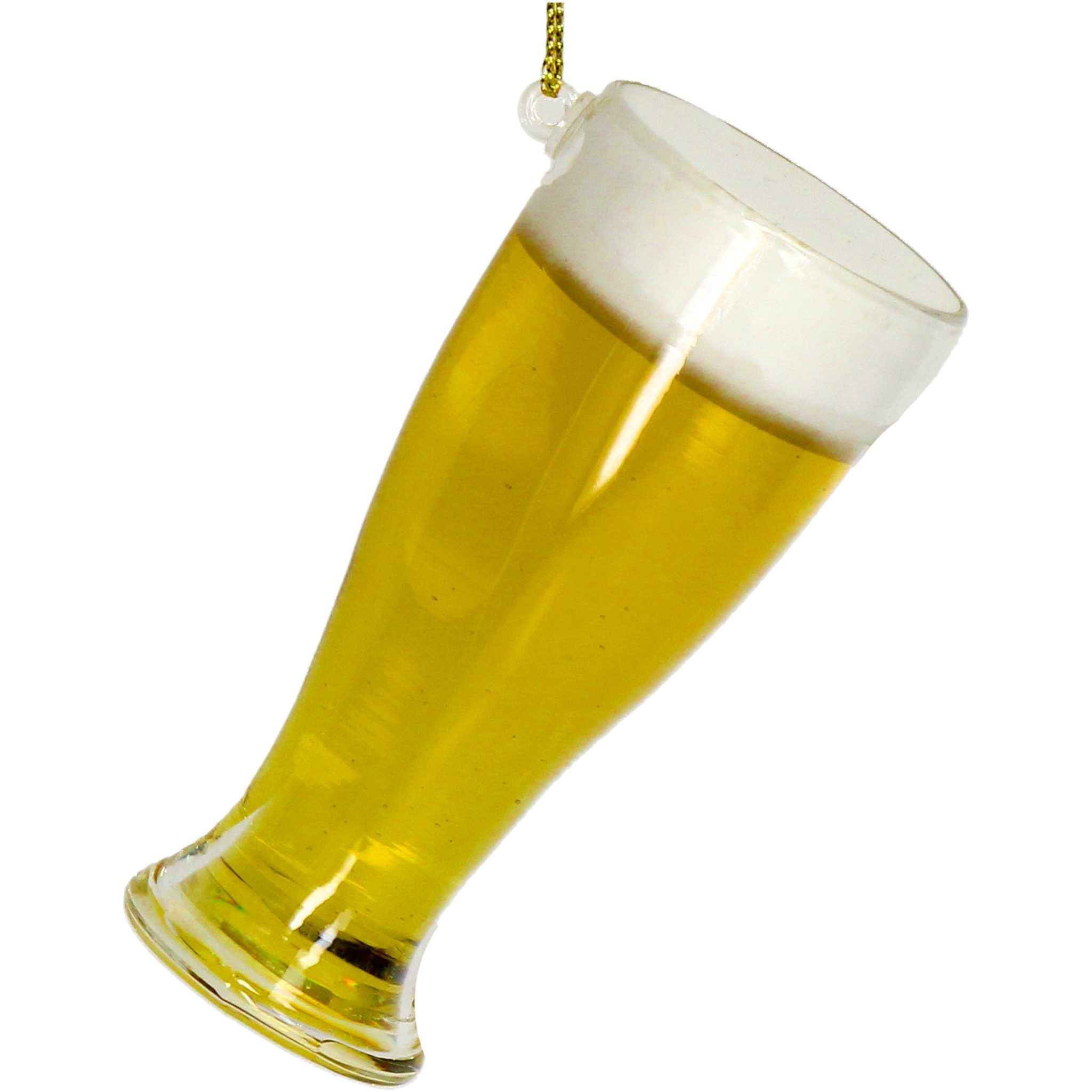 HD Collection Christbaumschmuck, Christbaumschmuck 9cm Glas Bierglas Figur Gelb