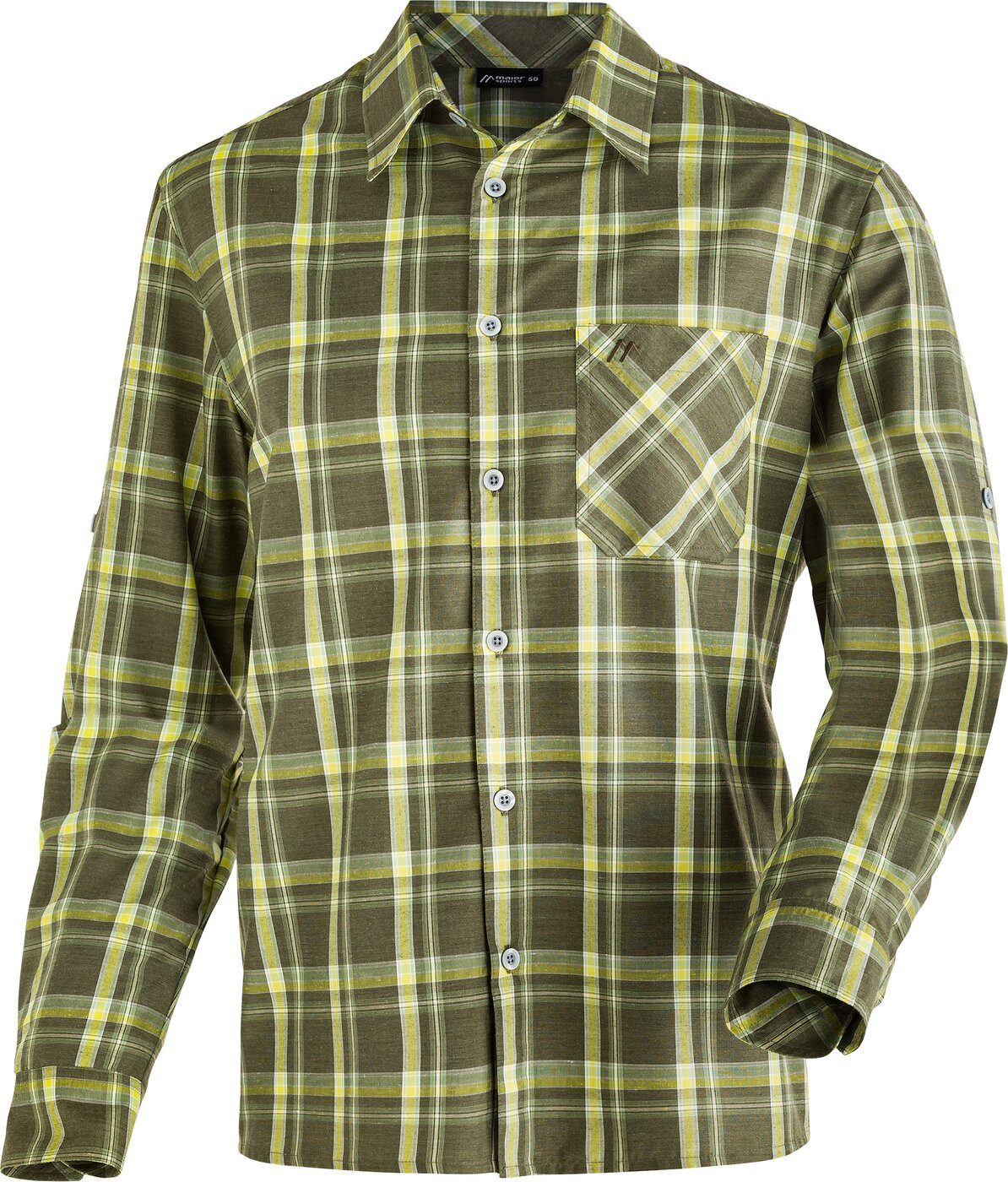 Maier Sports Outdoorhemd CLAAS He-Hemd 1/1 Arm SULPHUR / MILITARY CHECK