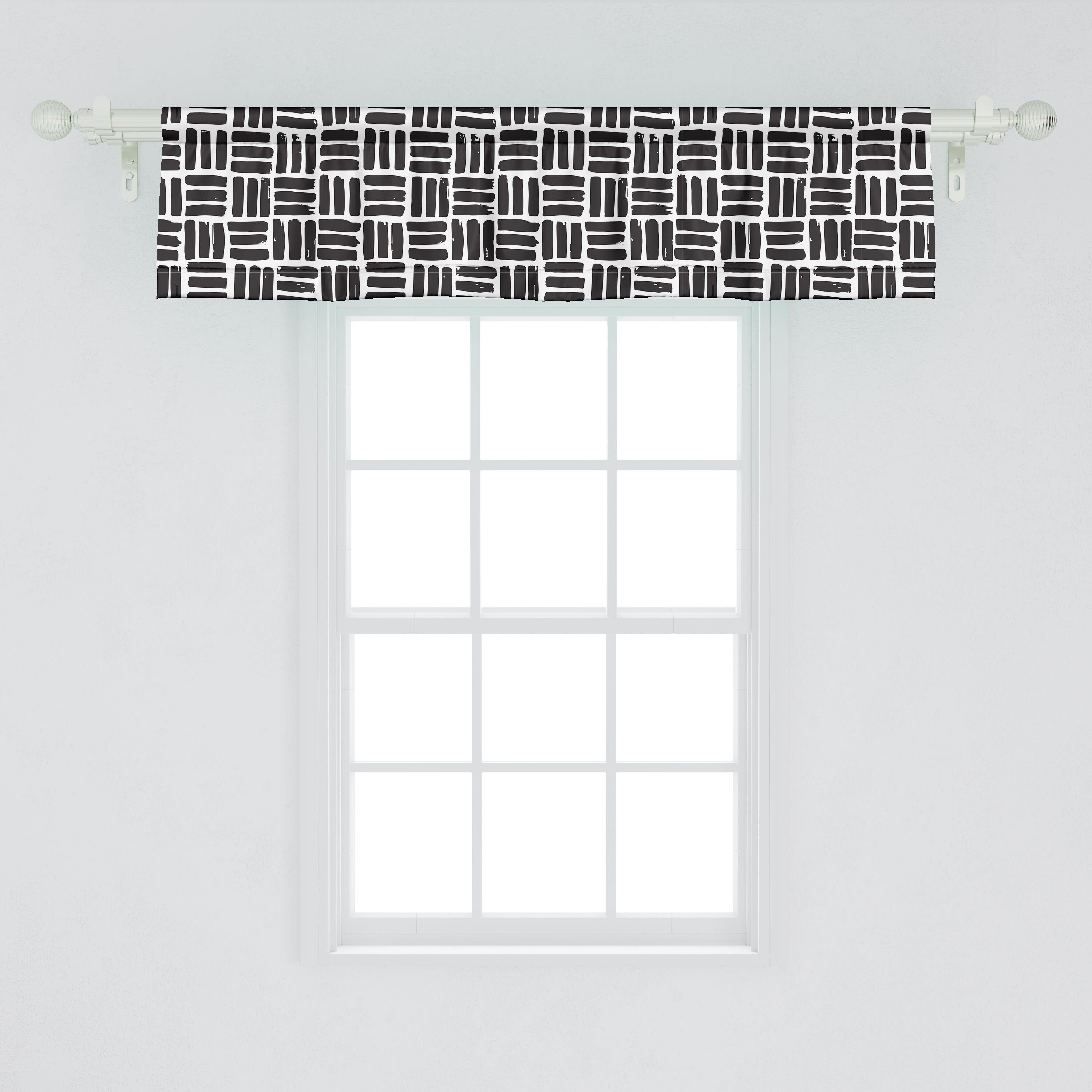 Scheibengardine Vorhang Volant für Küche mit Microfaser, Dekor Abstrakt Schlafzimmer Squares Abakuhaus, Creative-Bar Stangentasche