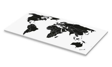 Posterlounge Acrylglasbild Editors Choice, Weltkarte in schwarz-weiß, Wohnzimmer Skandinavisch Illustration