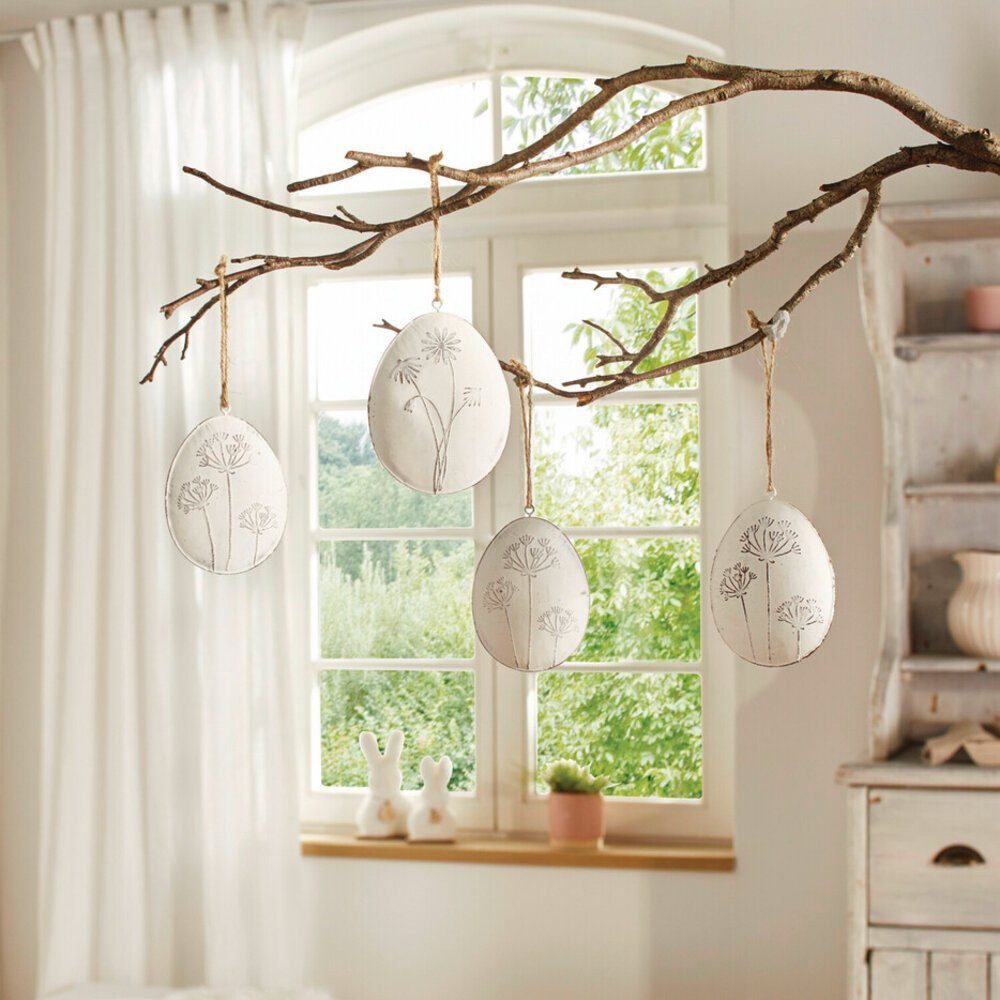 Home-trends24.de Osterei Dekohänger Osterei Blüten Osterdeko Hänger Ostern Ostereier 4er Set (4 St)