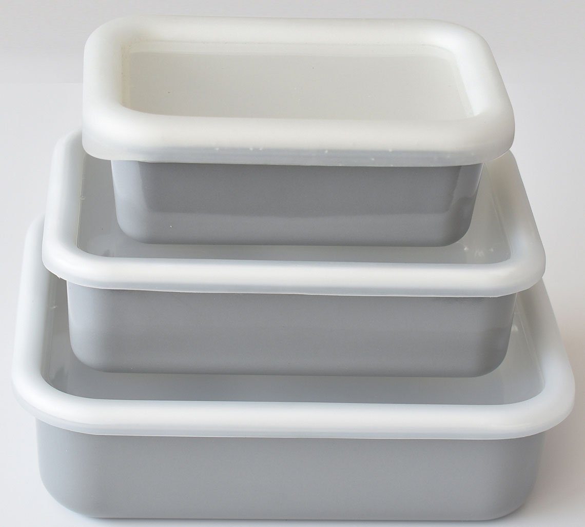Honeyware Frischhaltedose Color Line, Emaille, Einfrieren Aufbewahren Kunststoff, Servieren, (1-tlg), und zum grau Backen, geeignet Kochen