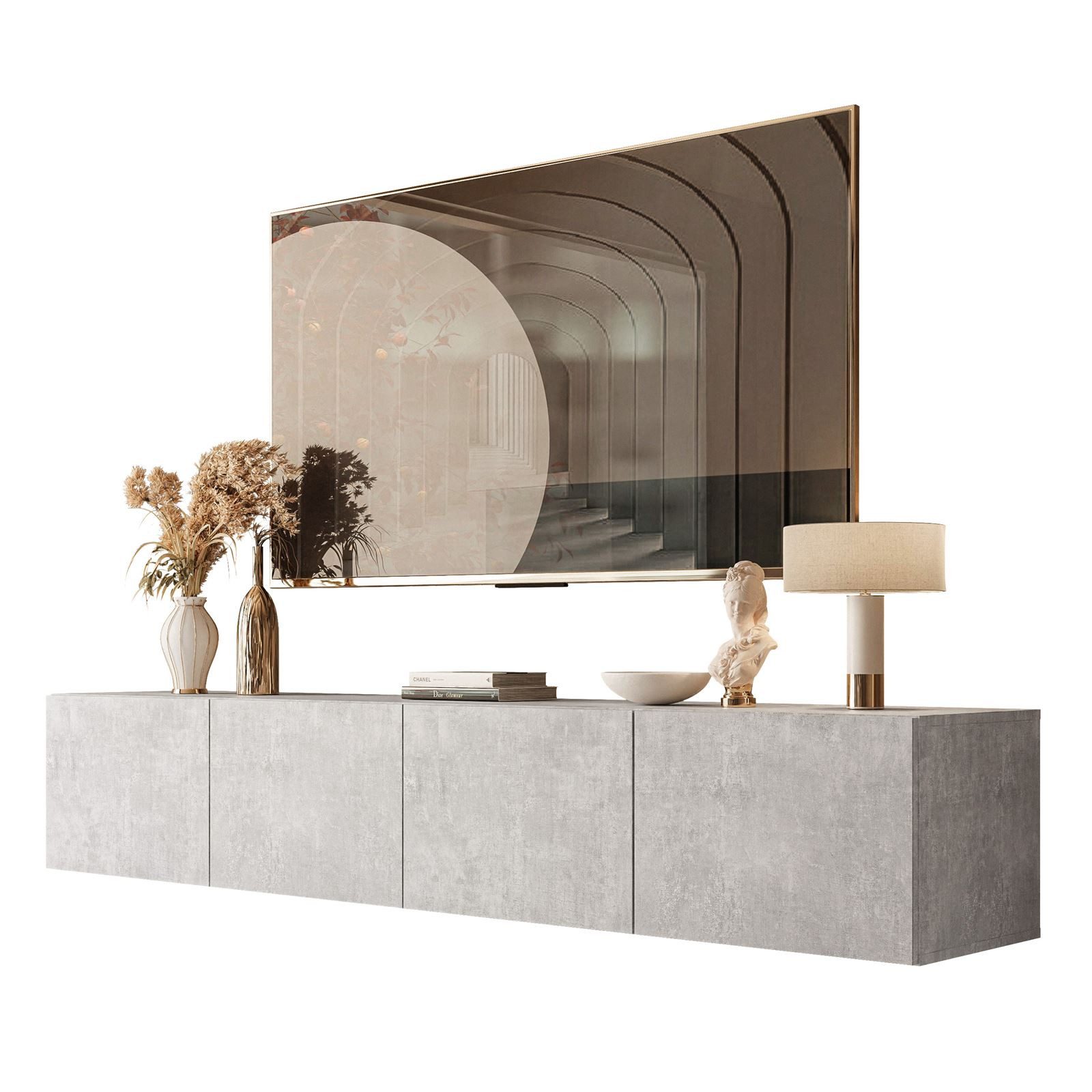 yourhouse24 Lowboard NOISY 200 cm TV-Schrank hängend mit LED & Push-to-Open (2x100 cm)