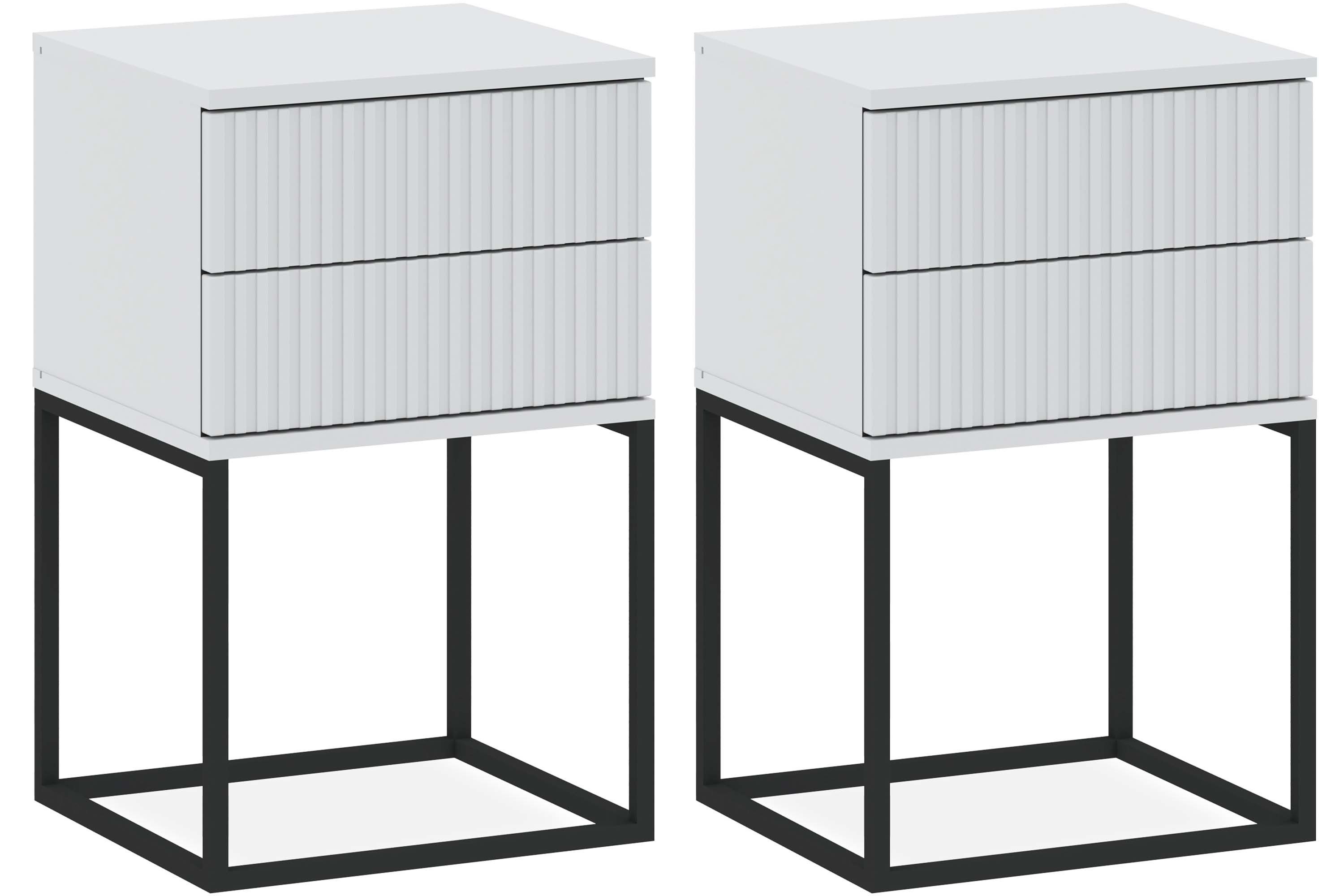 KONSIMO® Nachttisch RECTUS Nachtschrank, Modern, hergestellt in der EU, mit 2 Schubladen (2-St), Beistelltisch, geriffelte Schubladenfront, Push-to-Open