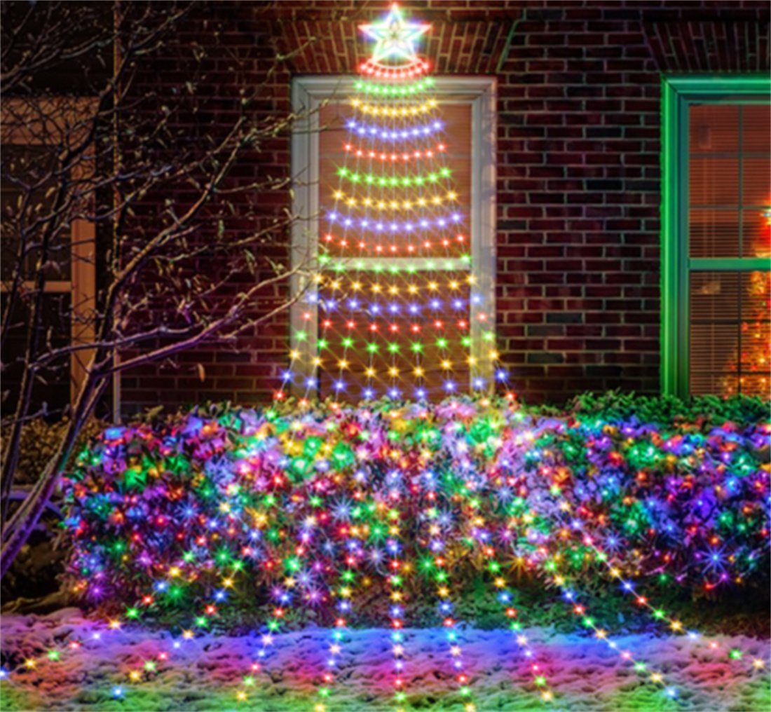 DÖRÖY LED Dekolicht LED Lichterkette Weihnachtsbaum,Bunte Christbaumbeleuchtung mit Sterne | Leuchtfiguren