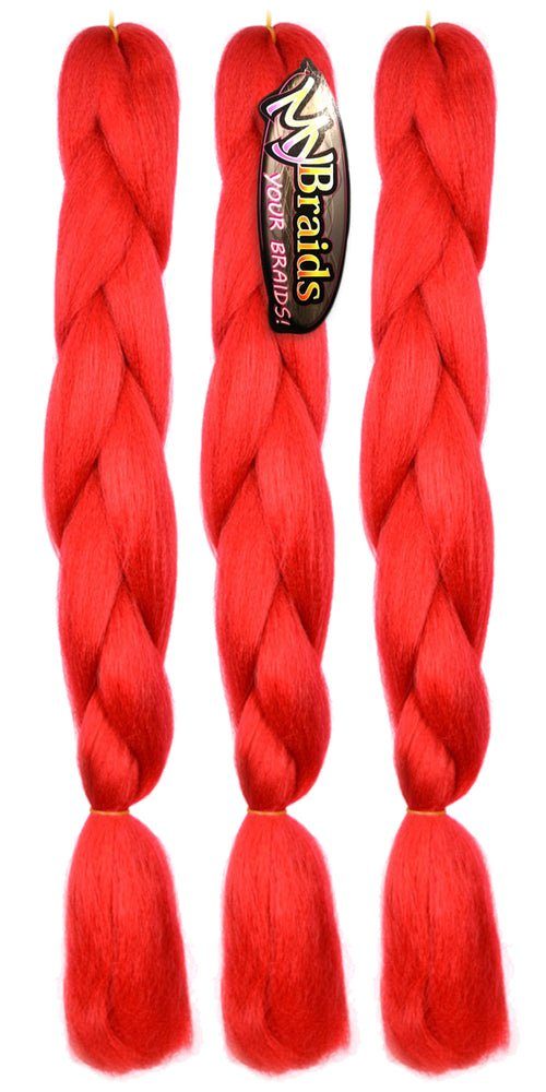 MyBraids YOUR BRAIDS! Kunsthaar-Extension Jumbo Braids Flechthaar Zöpfe 1-farbig im 3er Pack 12-AY Rubinrot