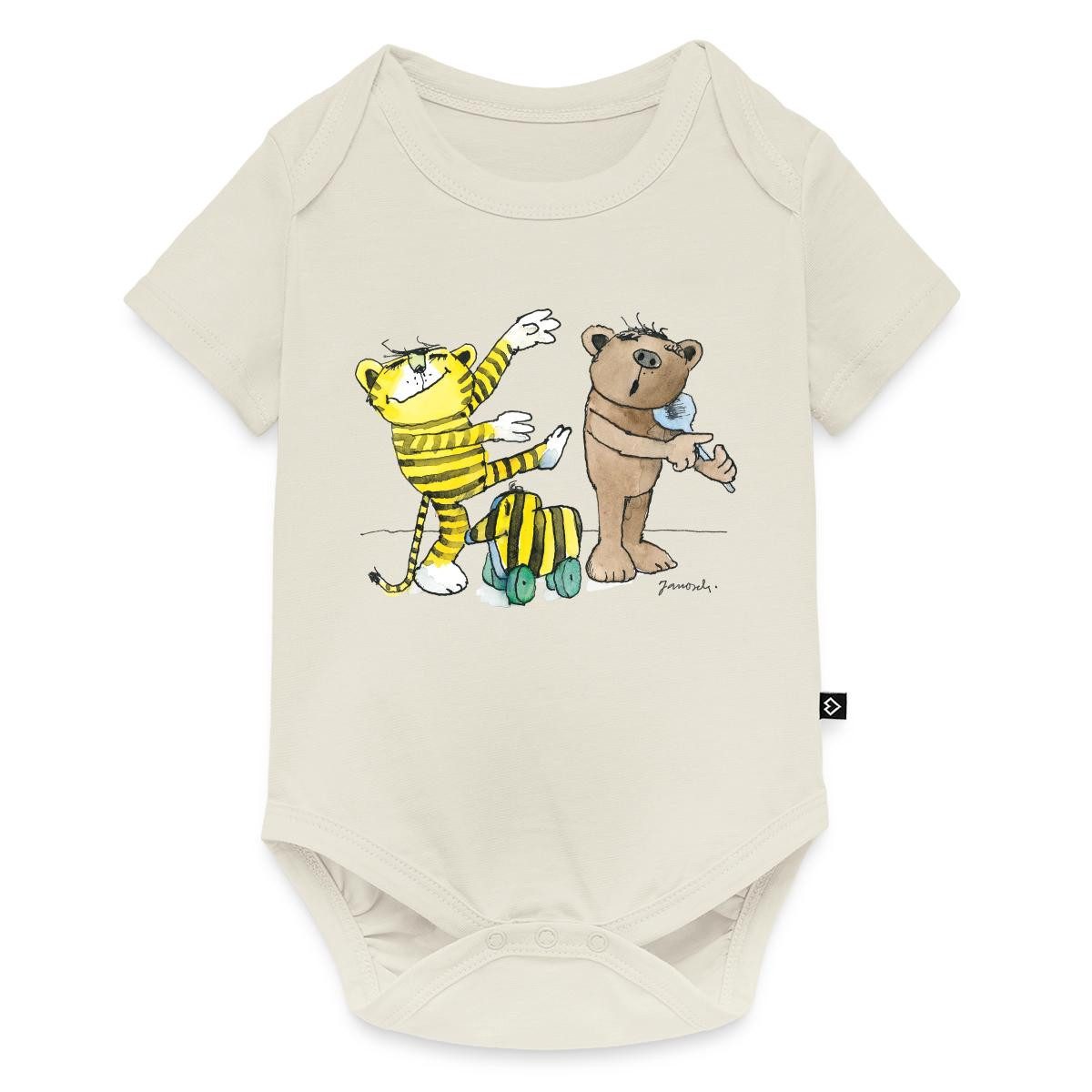 Spreadshirt Kurzarmbody Janosch Tiger Und Bär Machen Musik Kurzarm Tages Baby Body (1-tlg)