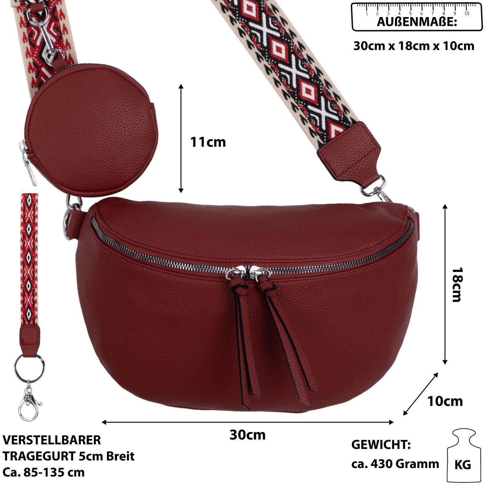 EAAKIE Gürteltasche Bauchtasche Umhängetasche Crossbody-Bag Kunstleder Ital günstig online kaufen