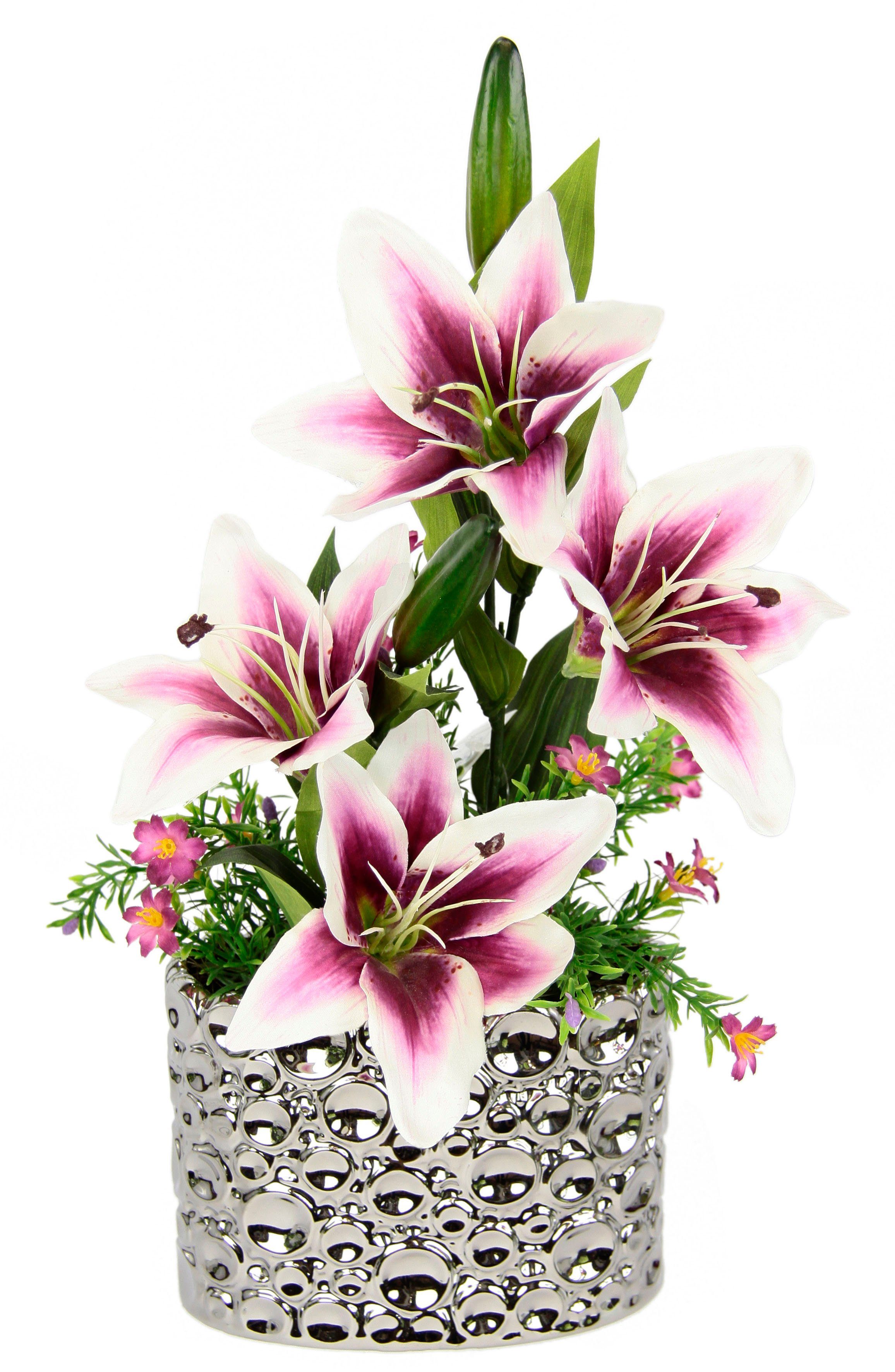 Kunstpflanze Lilien, I.GE.A., Höhe 44 cm, Arrangement im Topf