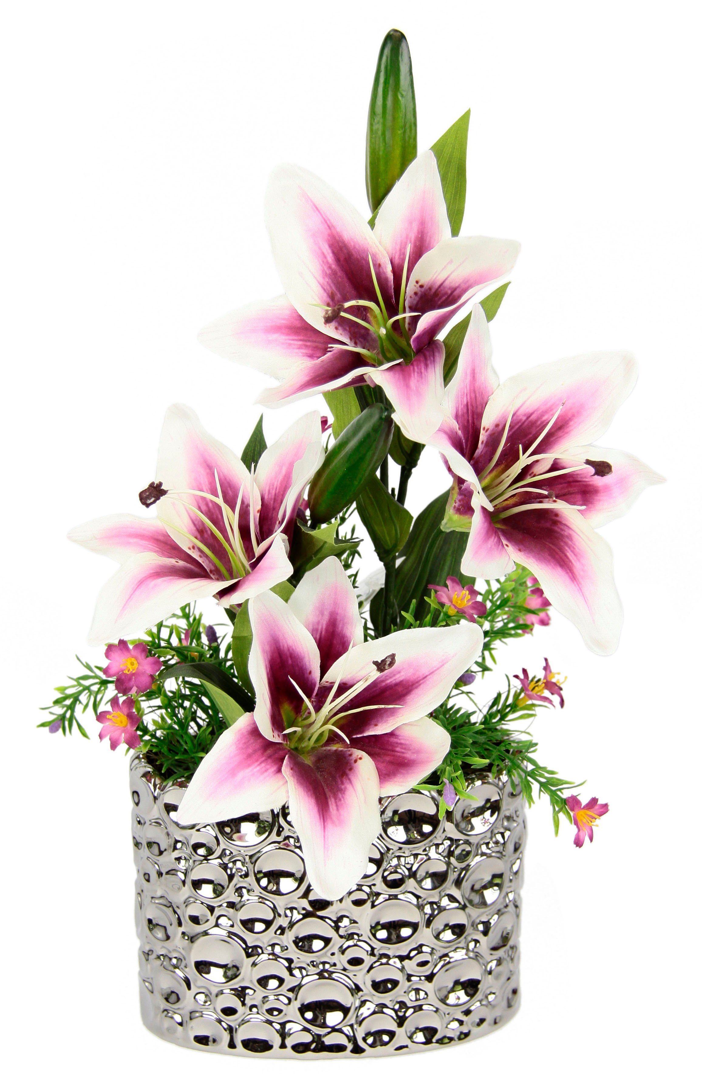 Kunstpflanze Lilien, I.GE.A., Höhe 42 cm, Arrangement im Topf