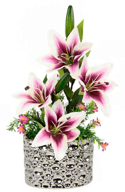 Kunstpflanze Lilien, I.GE.A., Höhe 44 cm, Arrangement im Topf