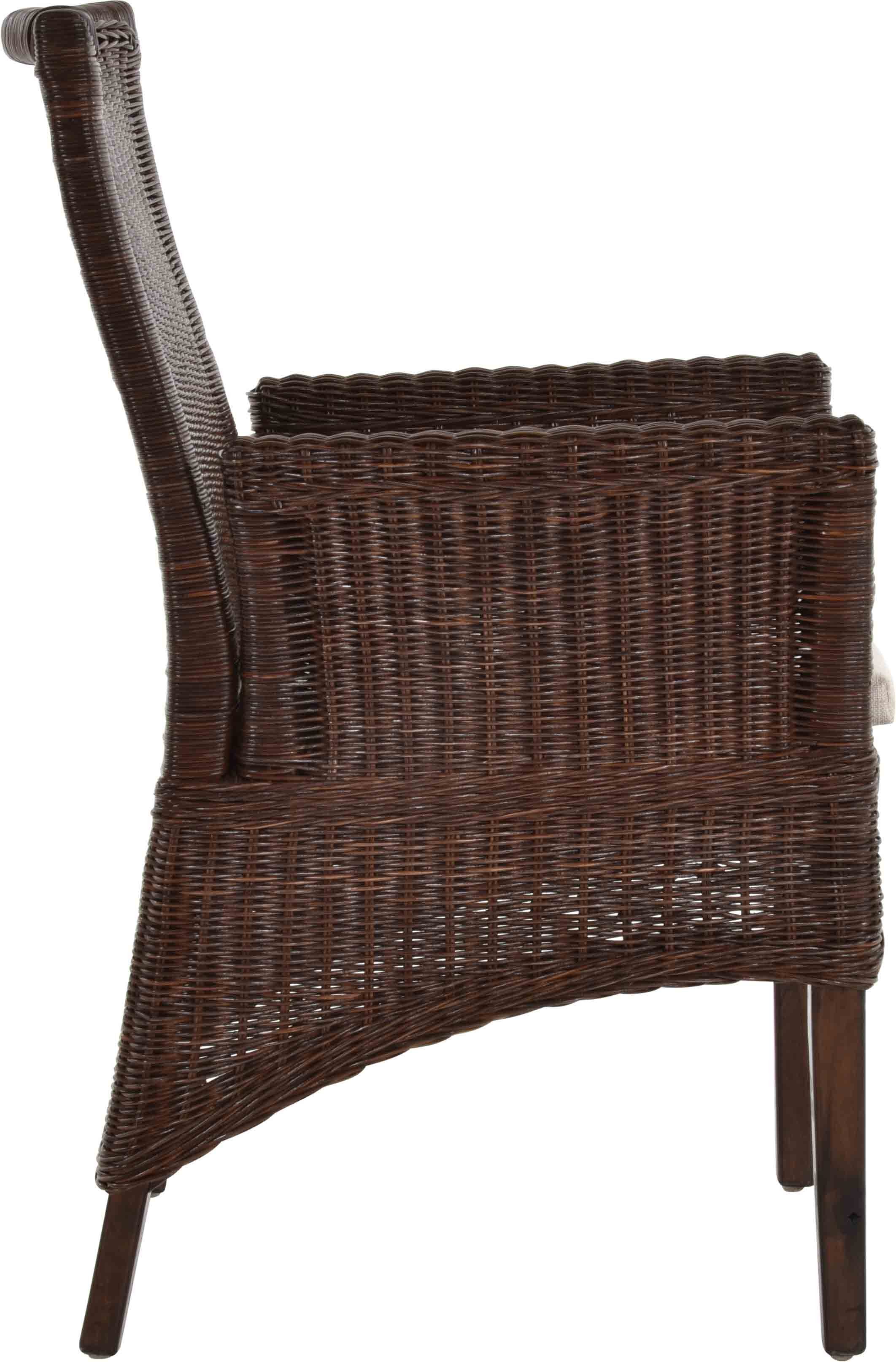 Rattanstuhl Esszimmer Armlehne Stühle 2er mit Armlehnen Home Holz Esszimmerstuhl Rattan (2 Set Krines Braun Dunkel Naturmaterial, mit Esszimmerstuhl St), aus